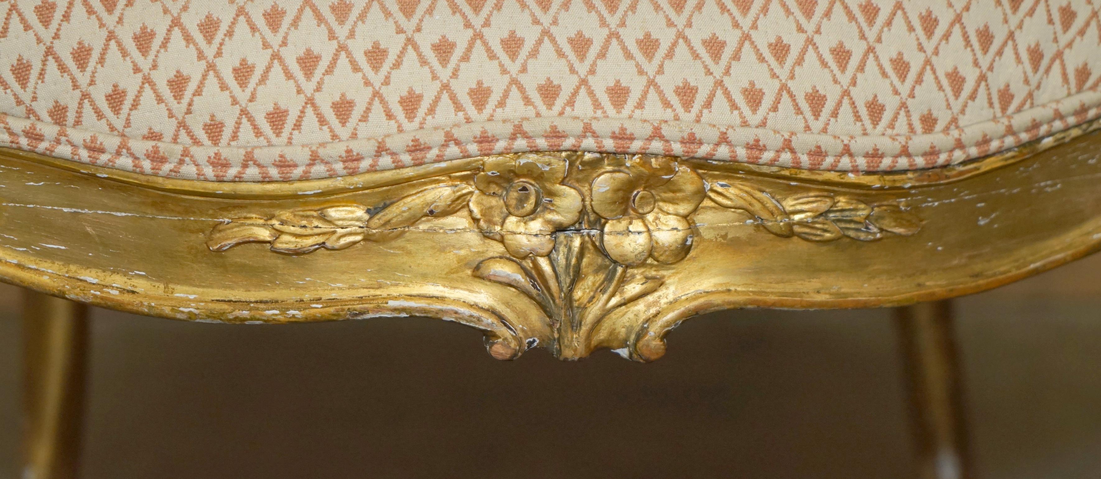 FINE GOLD GILTWOOD 18TH CENTURY CLAW & BALL FEET CARVED ANTIQUE BERGERE ARMCHAiR For Sale 7