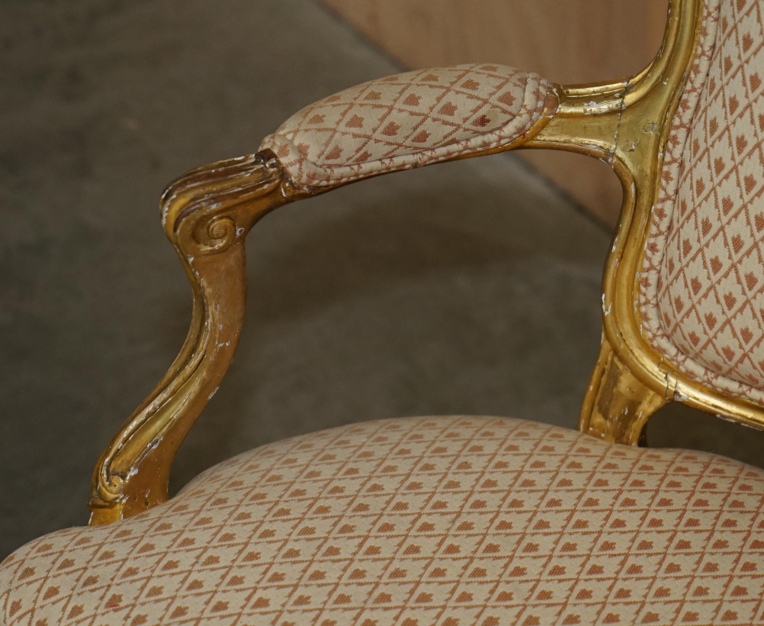 Late 18th Century FINE GOLD GILTWOOD 18TH CENTURY CLAW & BALL FEET CARVED ANTIQUE BERGERE ARMCHAiR For Sale