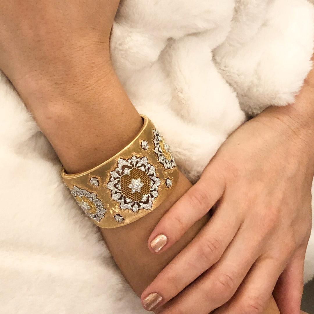 Buccellati Manschette aus zweifarbigem Gold und Diamanten (Moderne)