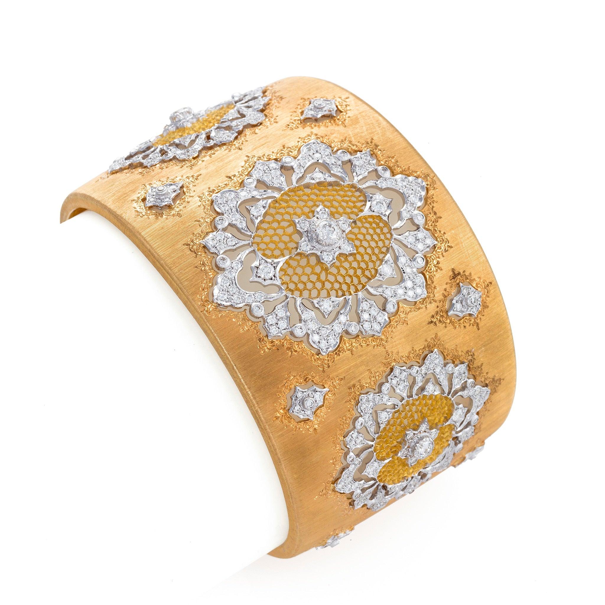Buccellati Manschette aus zweifarbigem Gold und Diamanten (Rundschliff)