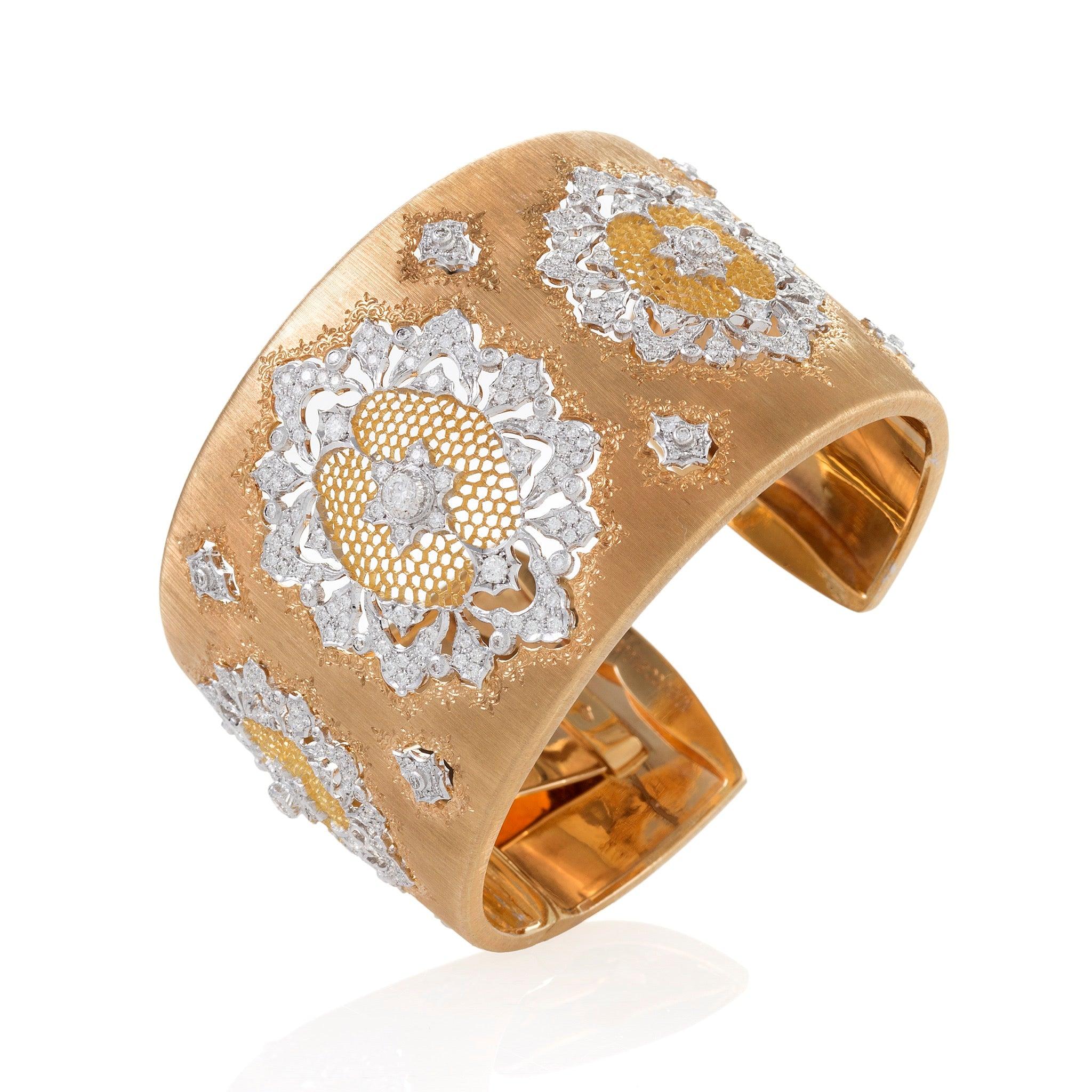 Buccellati Manschette aus zweifarbigem Gold und Diamanten im Zustand „Hervorragend“ in New York, NY