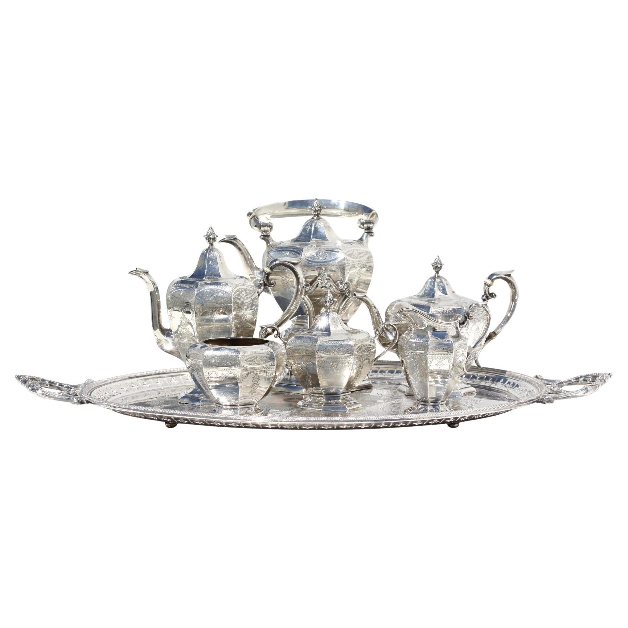 Fine Gorham Six-Piece Sterling Silver Tea 
Coffee Service