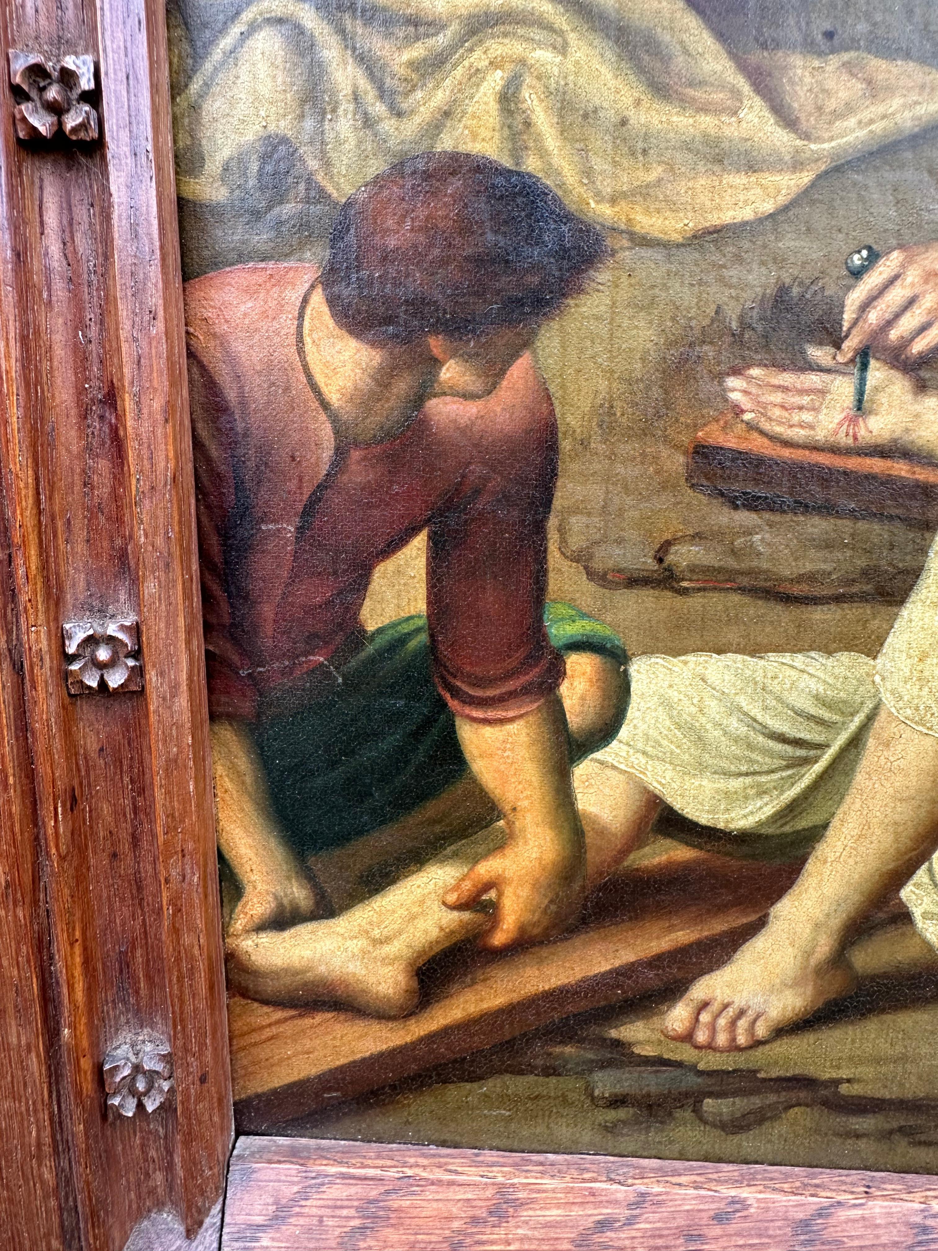 Toile Belle peinture gothique / Crucifixion de la 11e station, Jésus est emporté en croix en vente