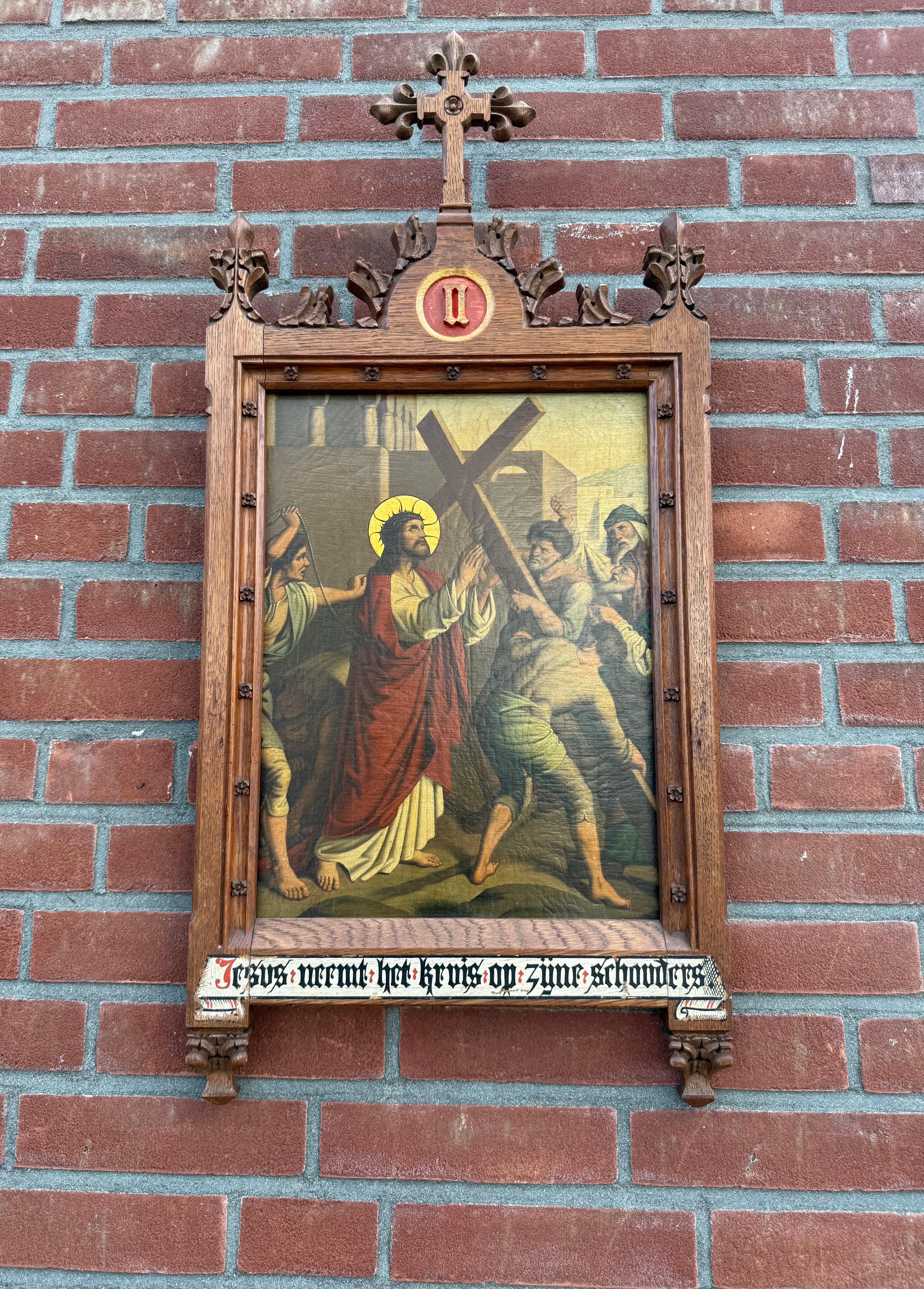 Néo-gothique Beaux-arts gothiques / 2e station Crucifixion, Jésus prend sa croix en vente