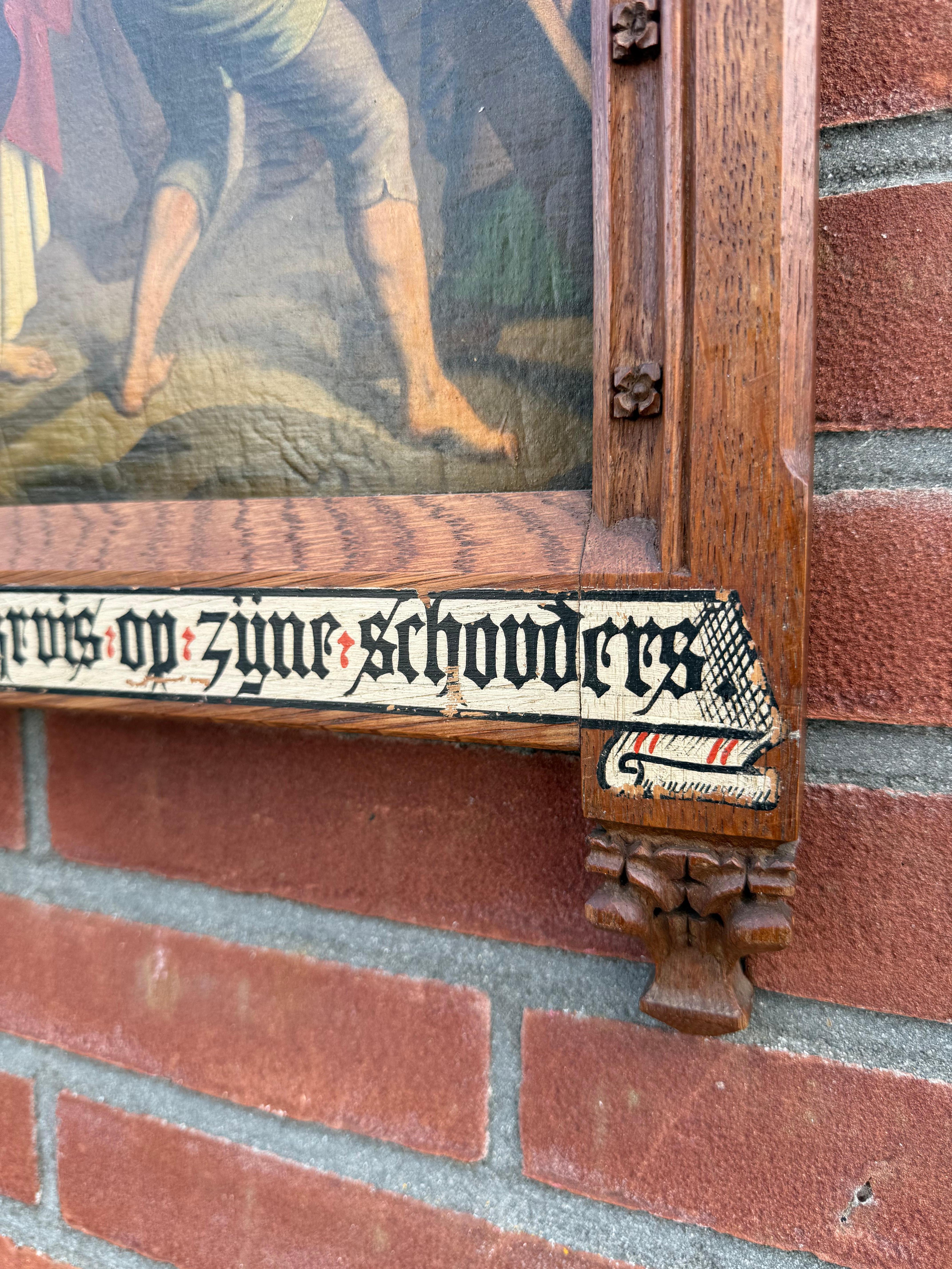 Européen Beaux-arts gothiques / 2e station Crucifixion, Jésus prend sa croix en vente