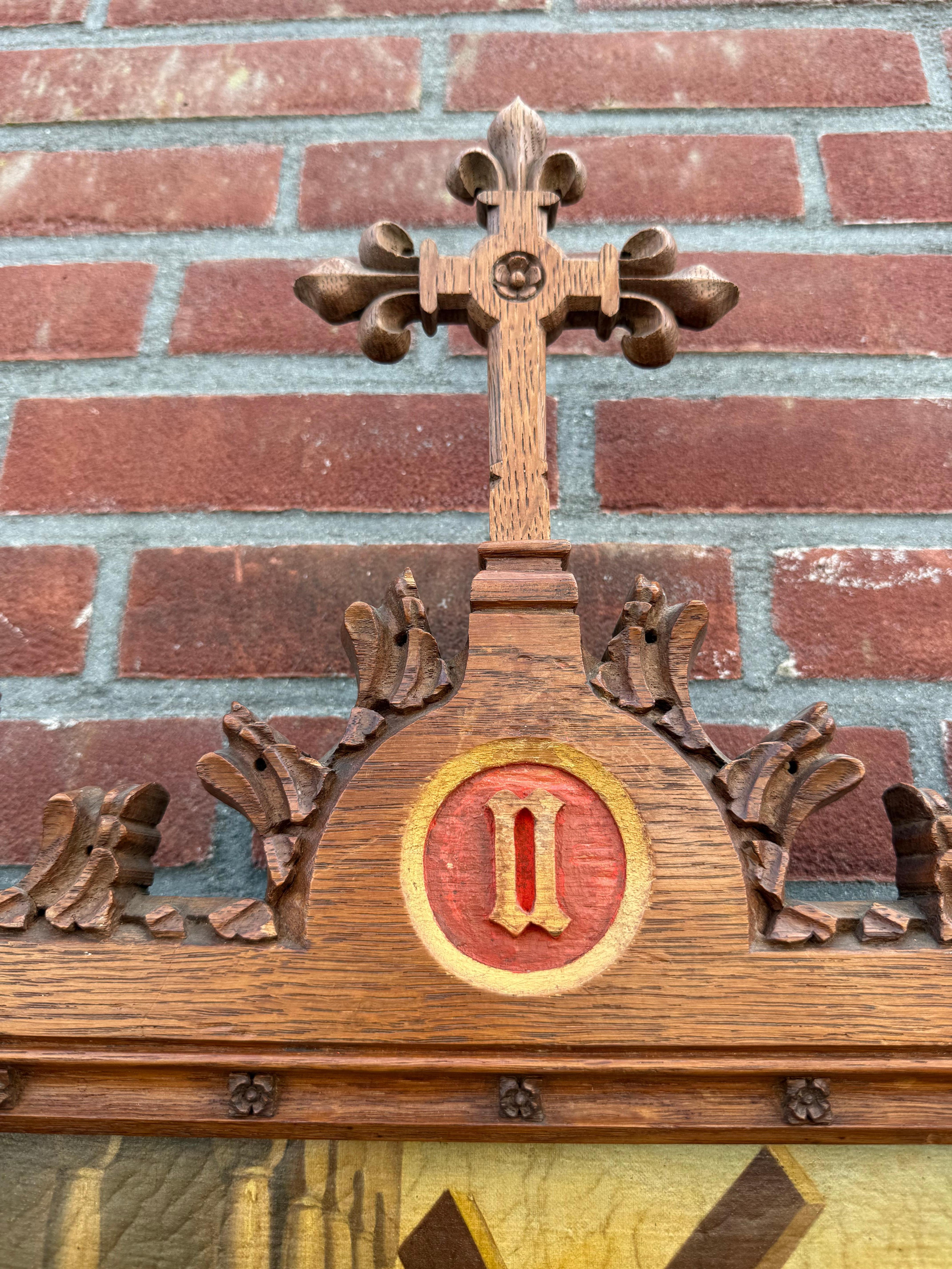 XIXe siècle Beaux-arts gothiques / 2e station Crucifixion, Jésus prend sa croix en vente