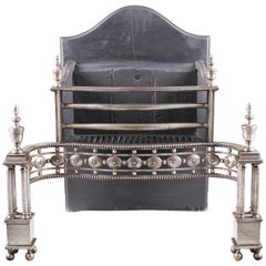 Fine & Grand Georgian Steel & Cast Iron Engraved Antique Fire Basket, circa 1870