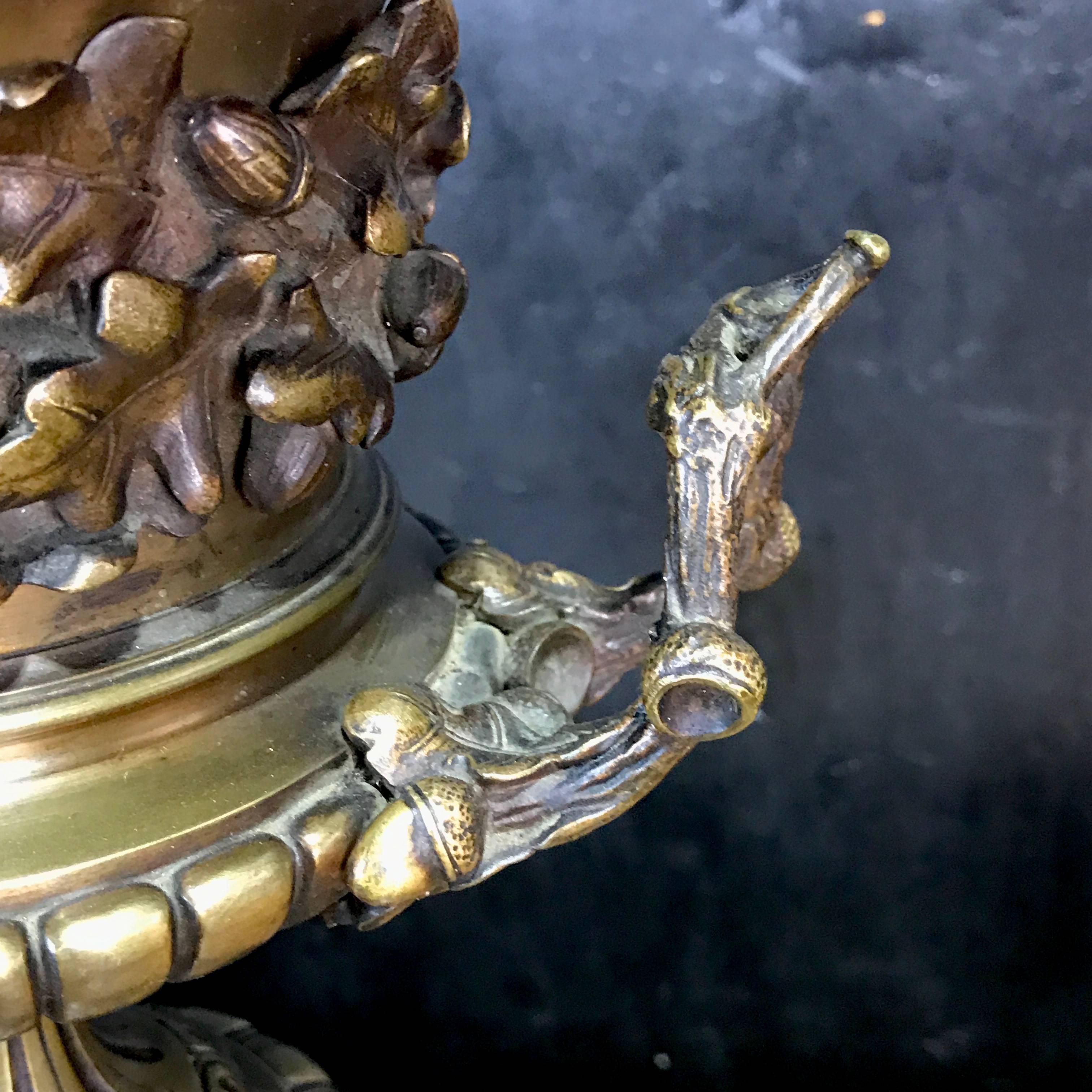 Fine Grand Tour Bronze Acorn Motif Urn, Now as a Lamp In Good Condition In West Palm Beach, FL