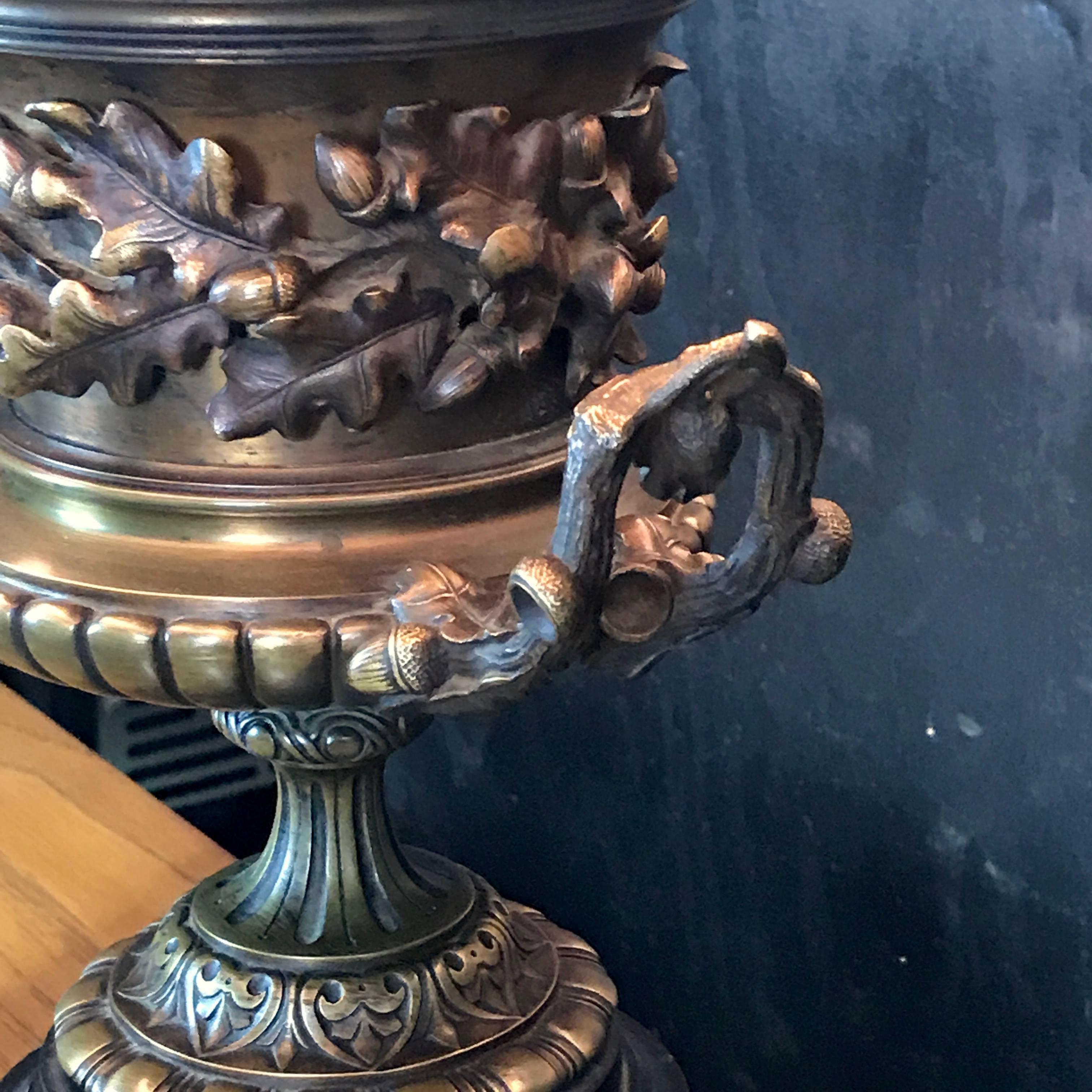 Late 19th Century Fine Grand Tour Bronze Acorn Motif Urn, Now as a Lamp