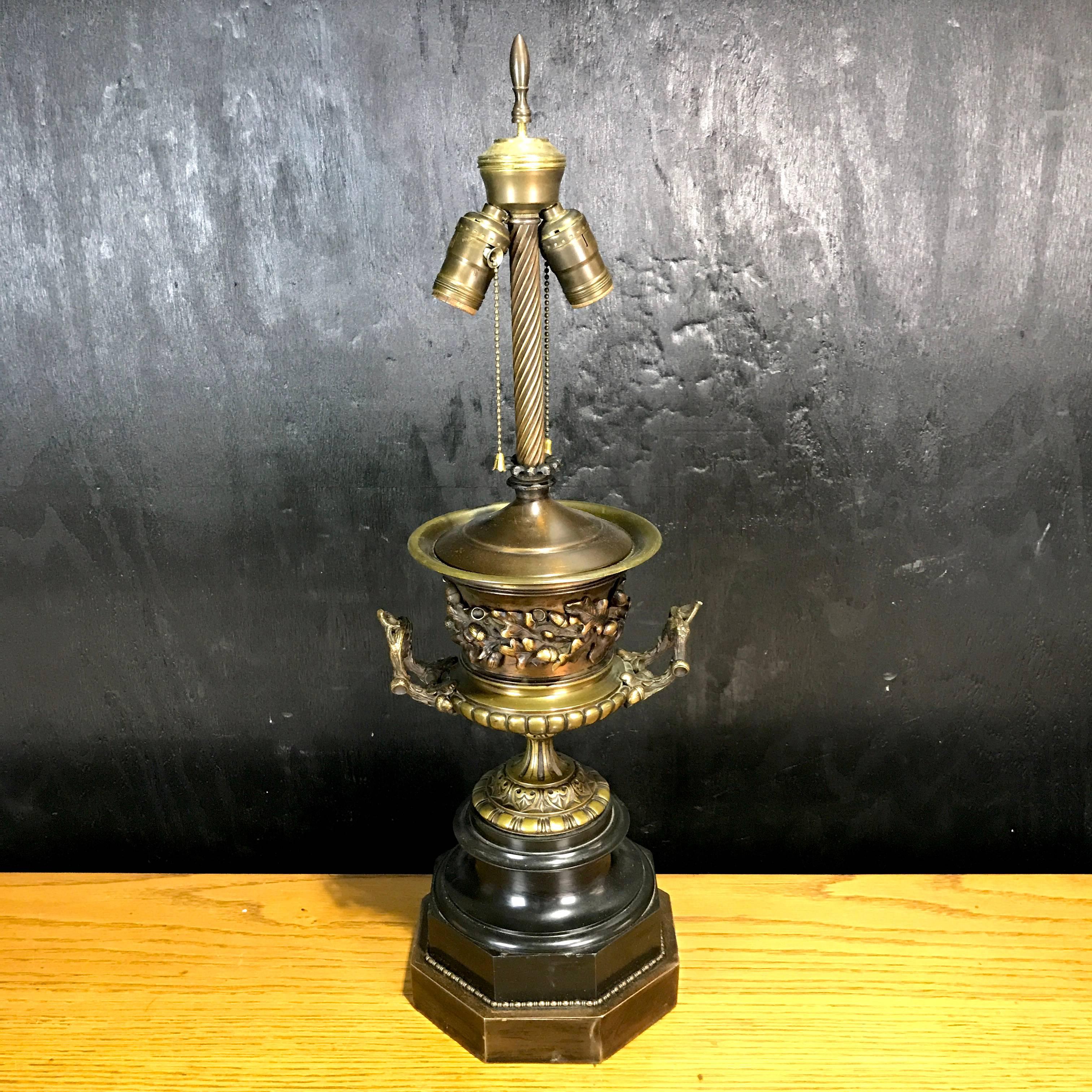 Fine Grand Tour Bronze Acorn Motif Urn, Now as a Lamp 1