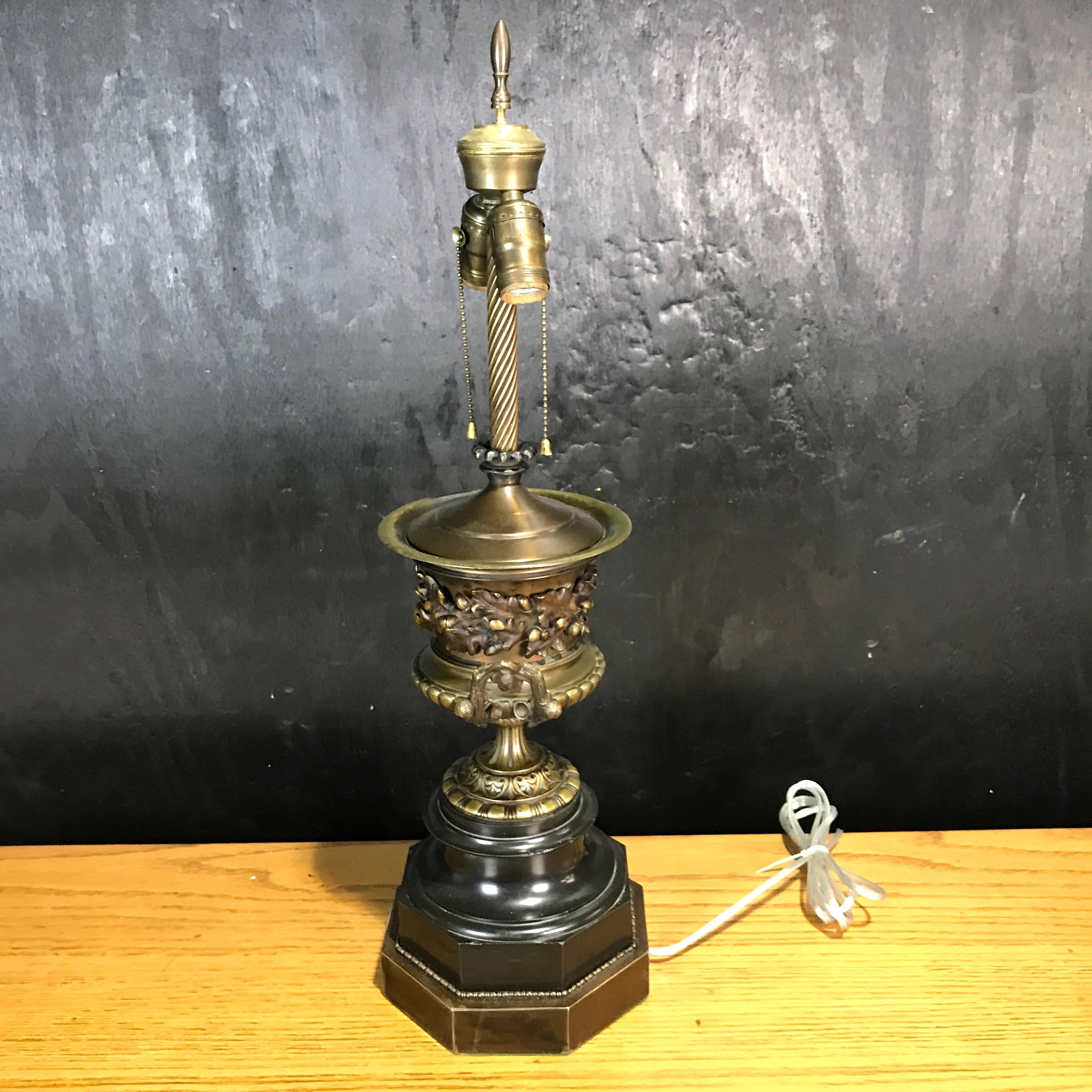 Fine Grand Tour Bronze Acorn Motif Urn, Now as a Lamp 2