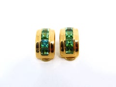 Fine Green Tourmalines 18K Gold Earrings