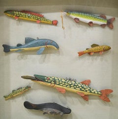 Fine Grouping of Folk Art Handcarved Signed Fish Lure Decoys