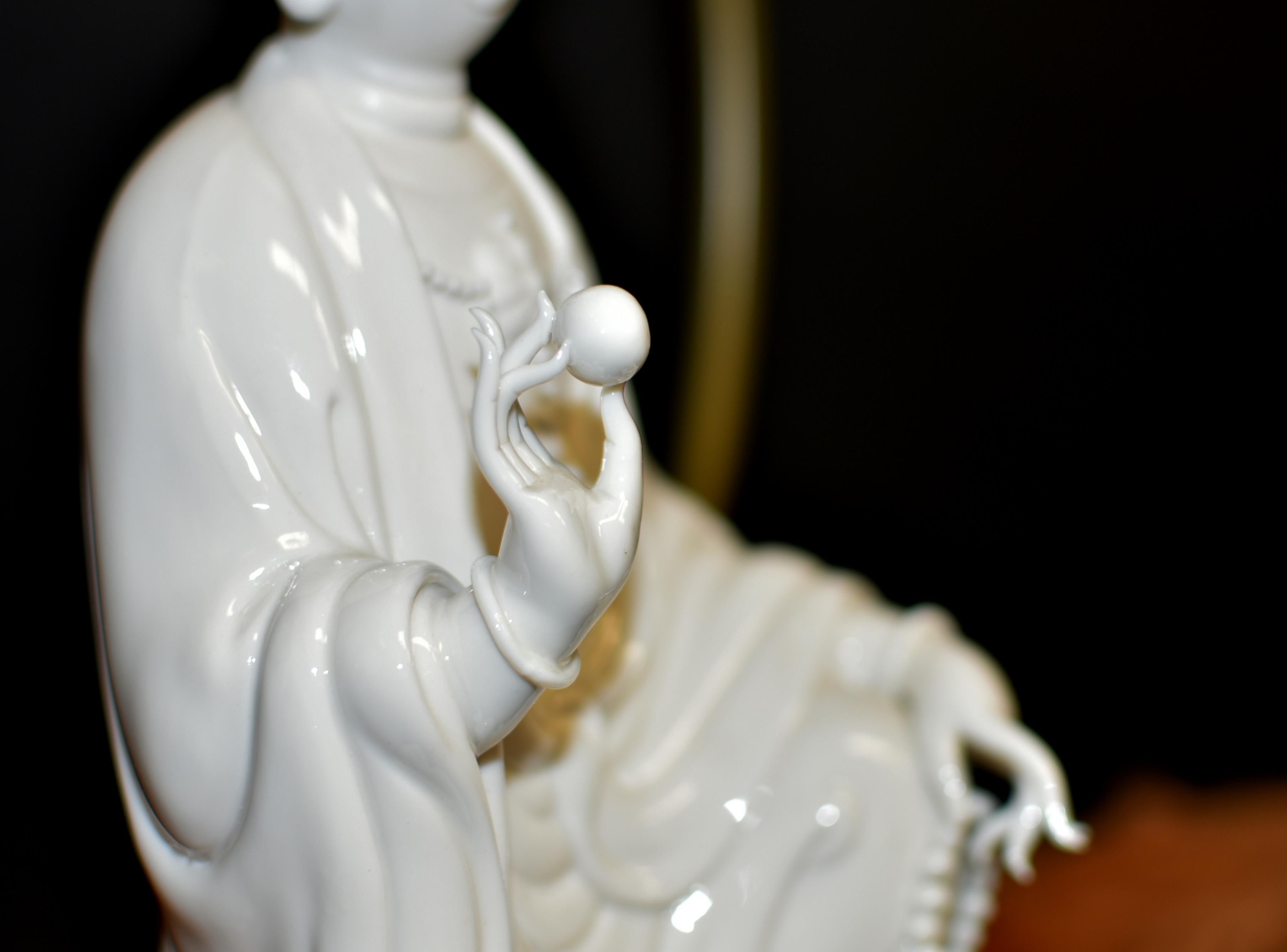 Fine Guan Yin Reverse Censer Blanc De Chine De Hua Porcelain Set of 8 For Sale 3