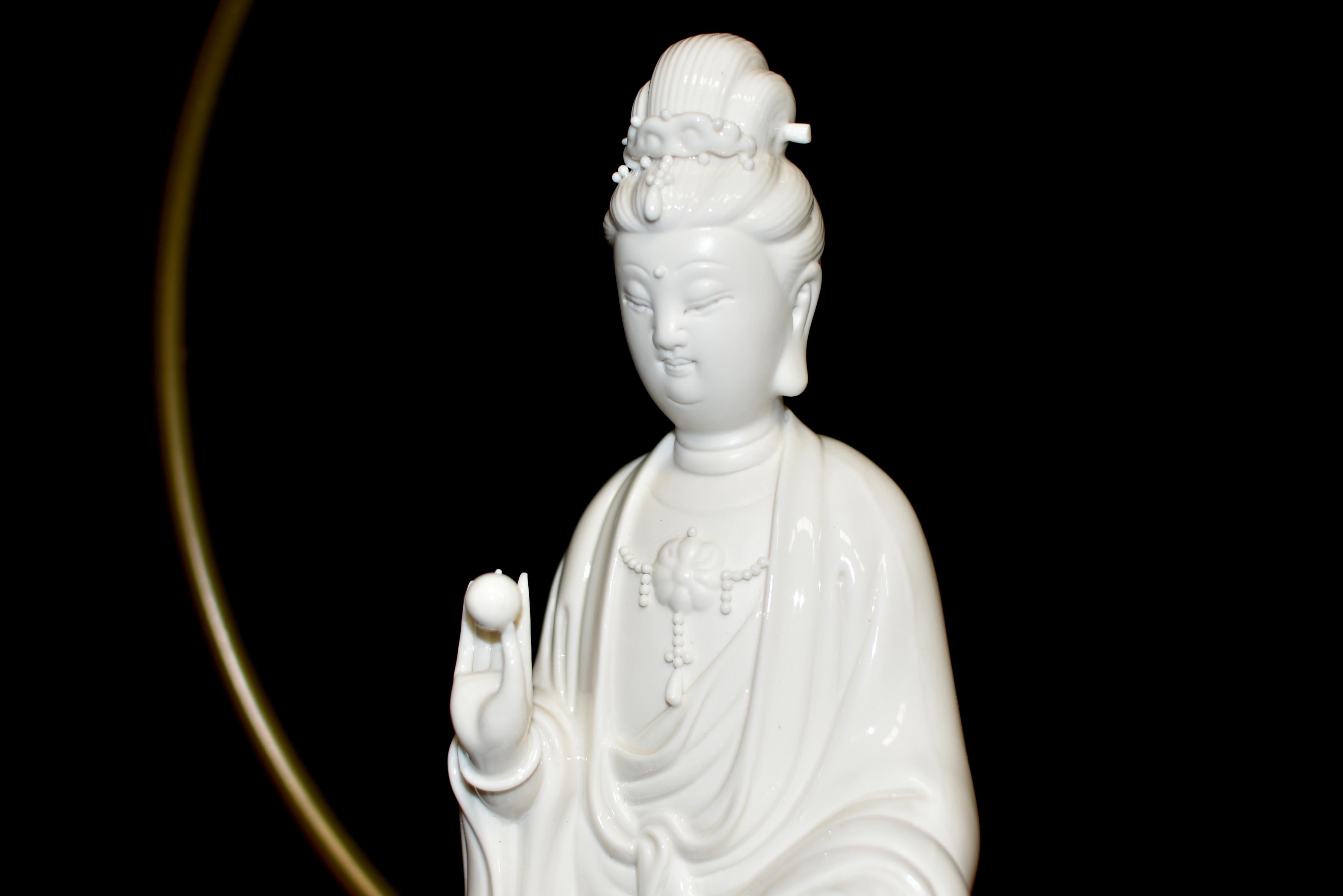 Fine Guan Yin Reverse Censer Blanc De Chine De Hua Porcelain Set of 8 For Sale 9