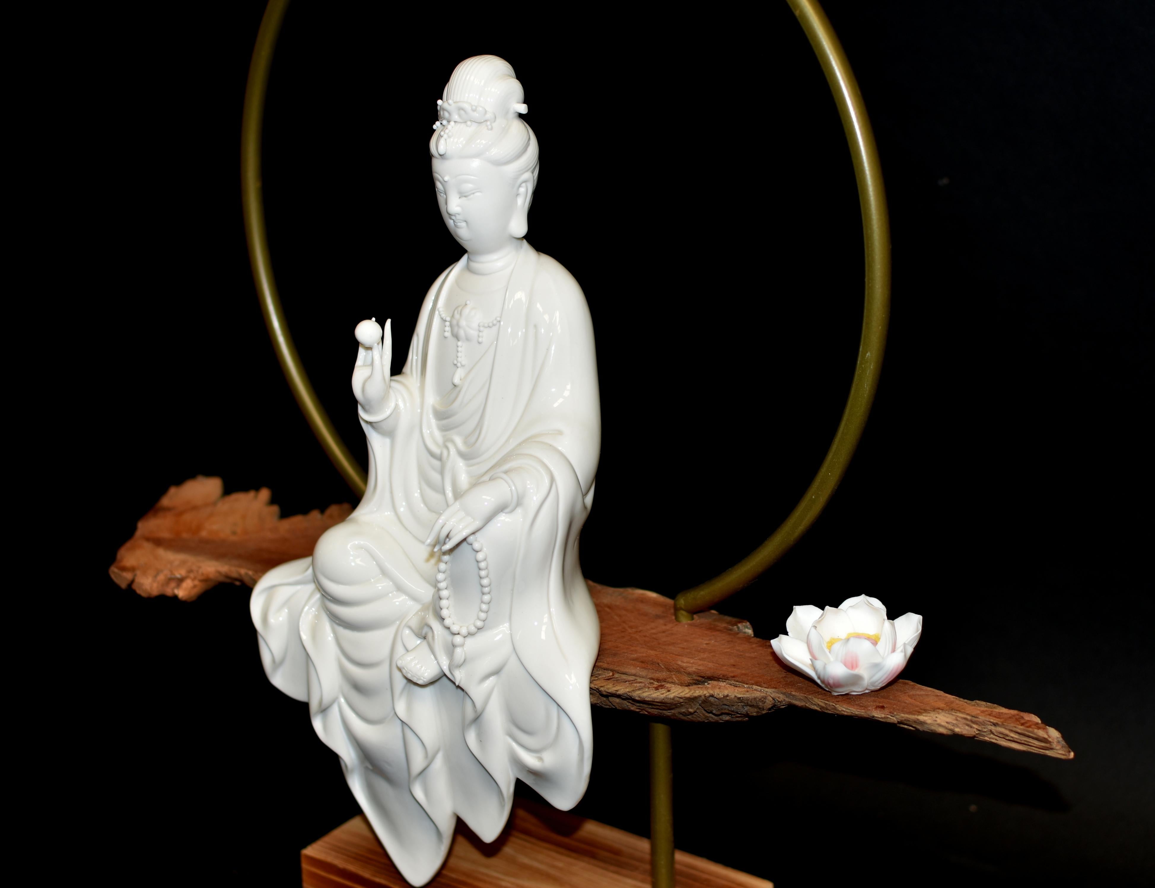 Fine Guan Yin Reverse Censer Blanc De Chine De Hua Porcelain Set of 8 For Sale 10