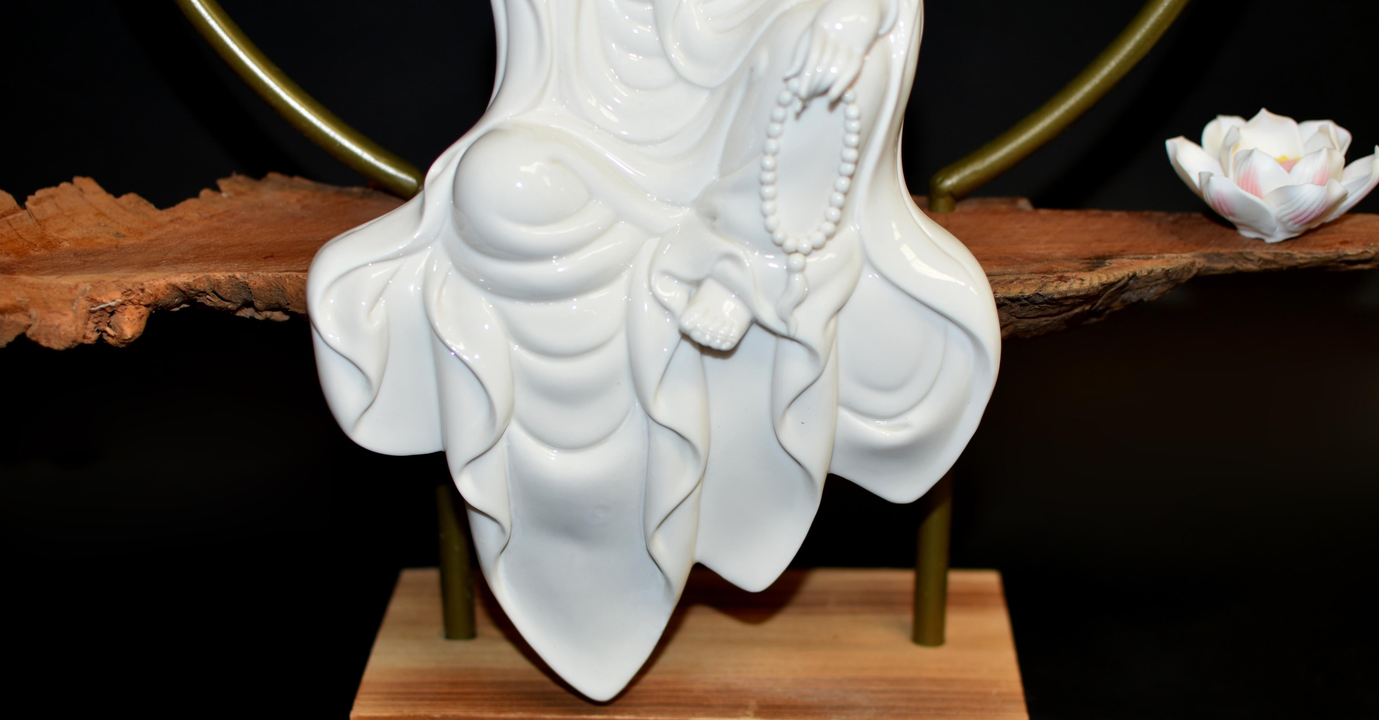 Fine Guan Yin Reverse Censer Blanc De Chine De Hua Porcelain Set of 8 For Sale 11