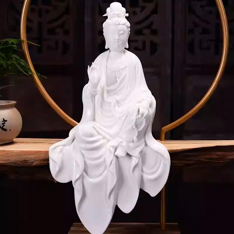 Chinese Fine Guan Yin Reverse Censer Blanc De Chine De Hua Porcelain Set of 8 For Sale