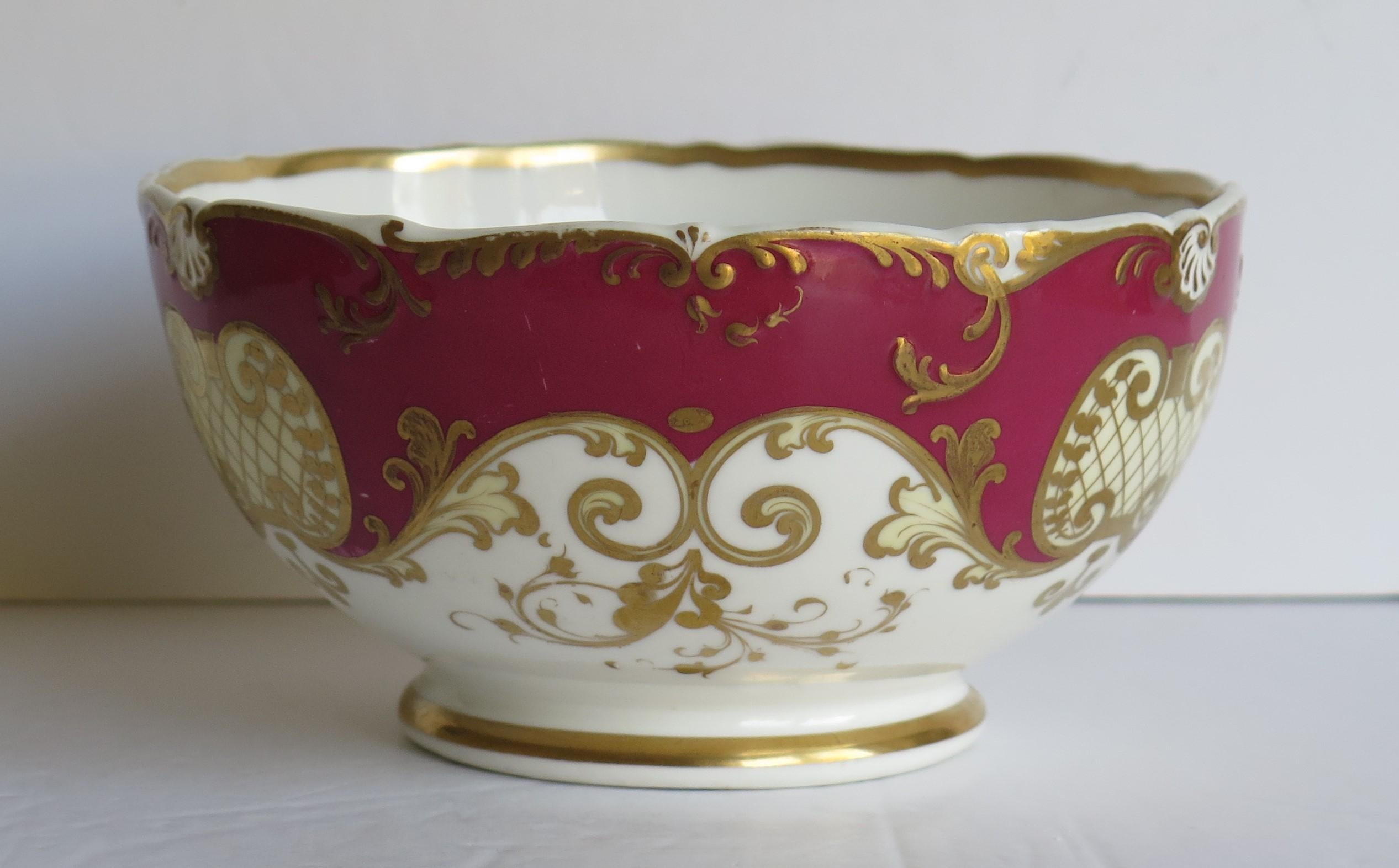 19th Century Fine H & R Daniel Porcelain Slop Bowl in Recorded Pattern 4789, circa 1830