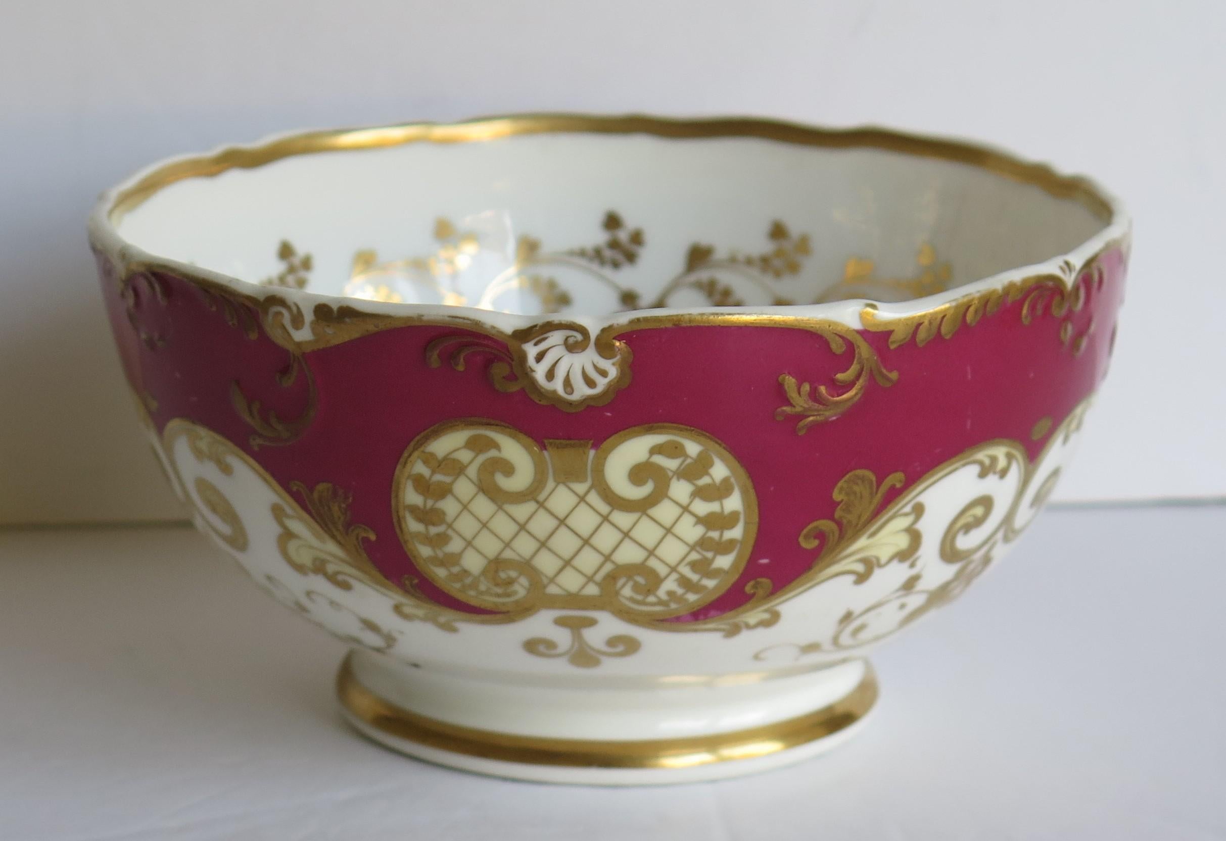 Fine H & R Daniel Porcelain Slop Bowl in Recorded Pattern 4789, circa 1830 1