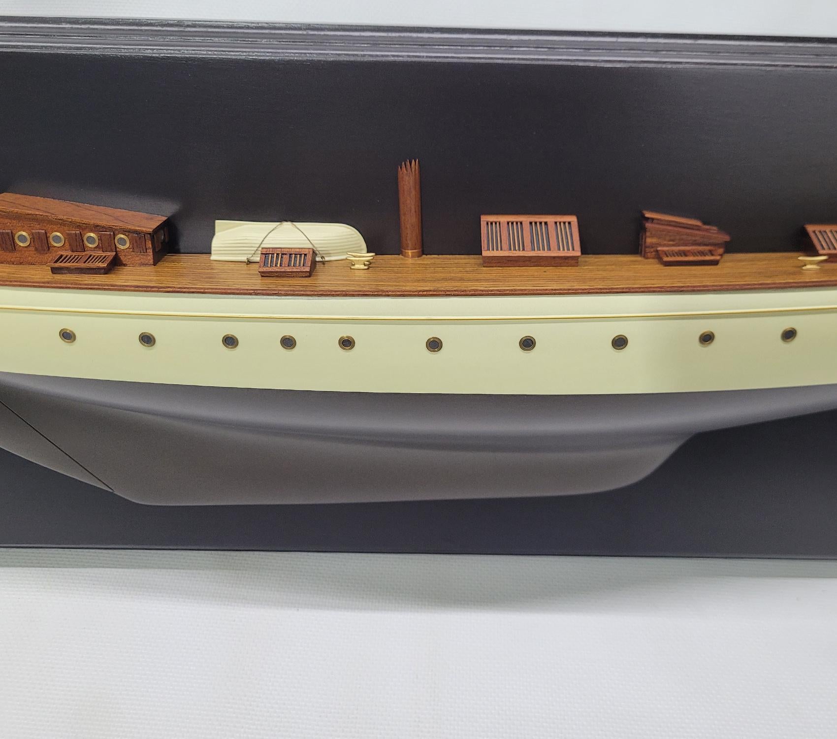 Wood Fine Half Model of the Famous German Schooner Meteor III For Sale