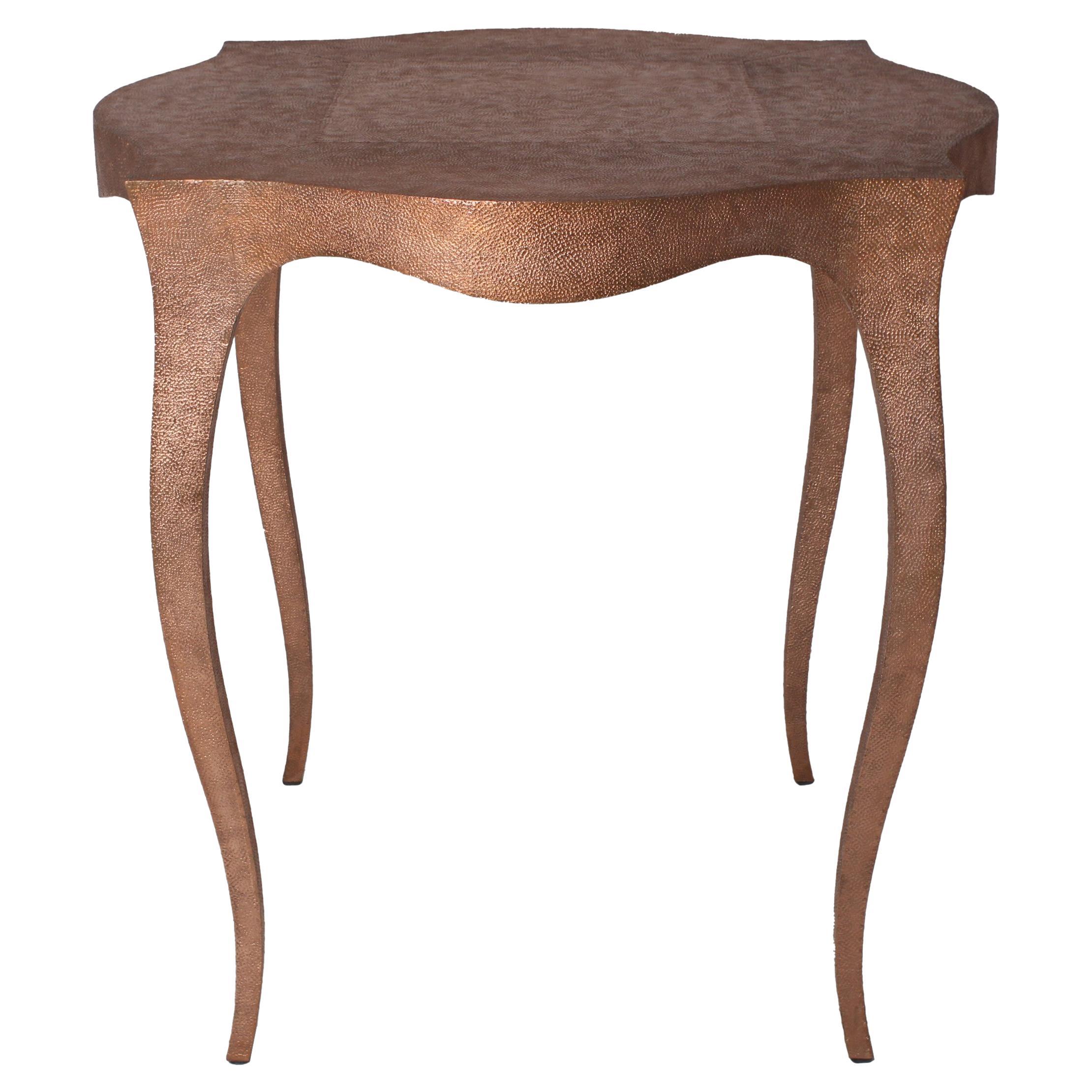 Fine Hammered Copper Round Side Table – Louise Cabriole Leg, Paul Mathieu For Sale