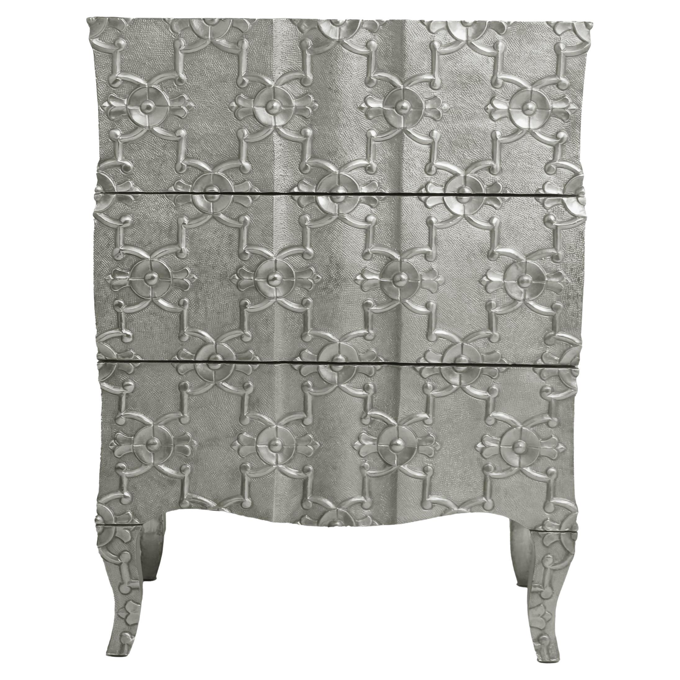 Fine Hammered White Bronze Bedside Cabinet – Demi Semainier, Paul Mathieu