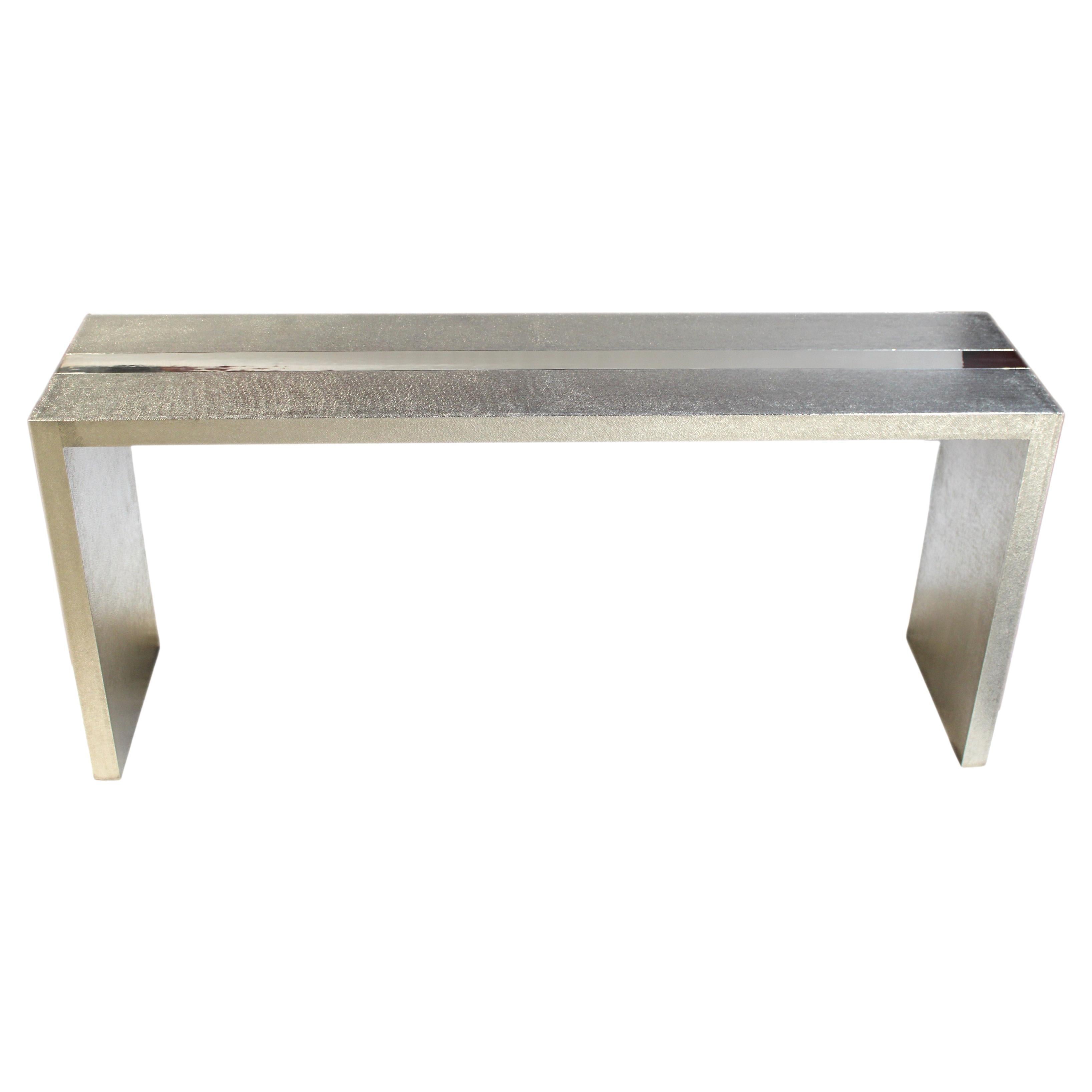 Fine Hammered White Bronze Console Table – Minimal Entry Table, Handmade