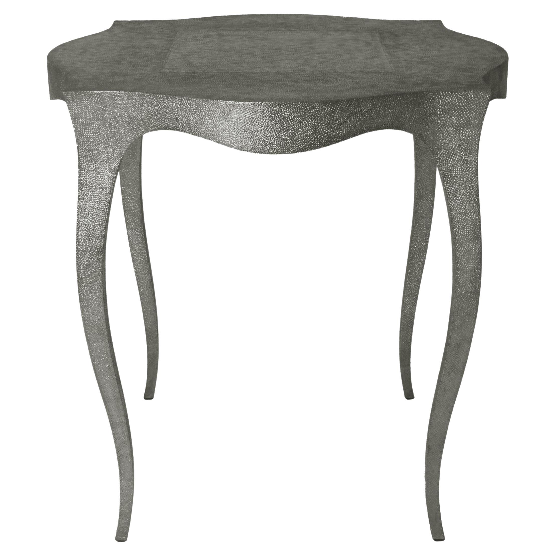 Fine Hammered White Bronze Louise Round Table – Cabriole Leg Accent