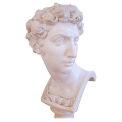 Fine Hand Carved 19th Century Carrera Bust of Guliano de Medici