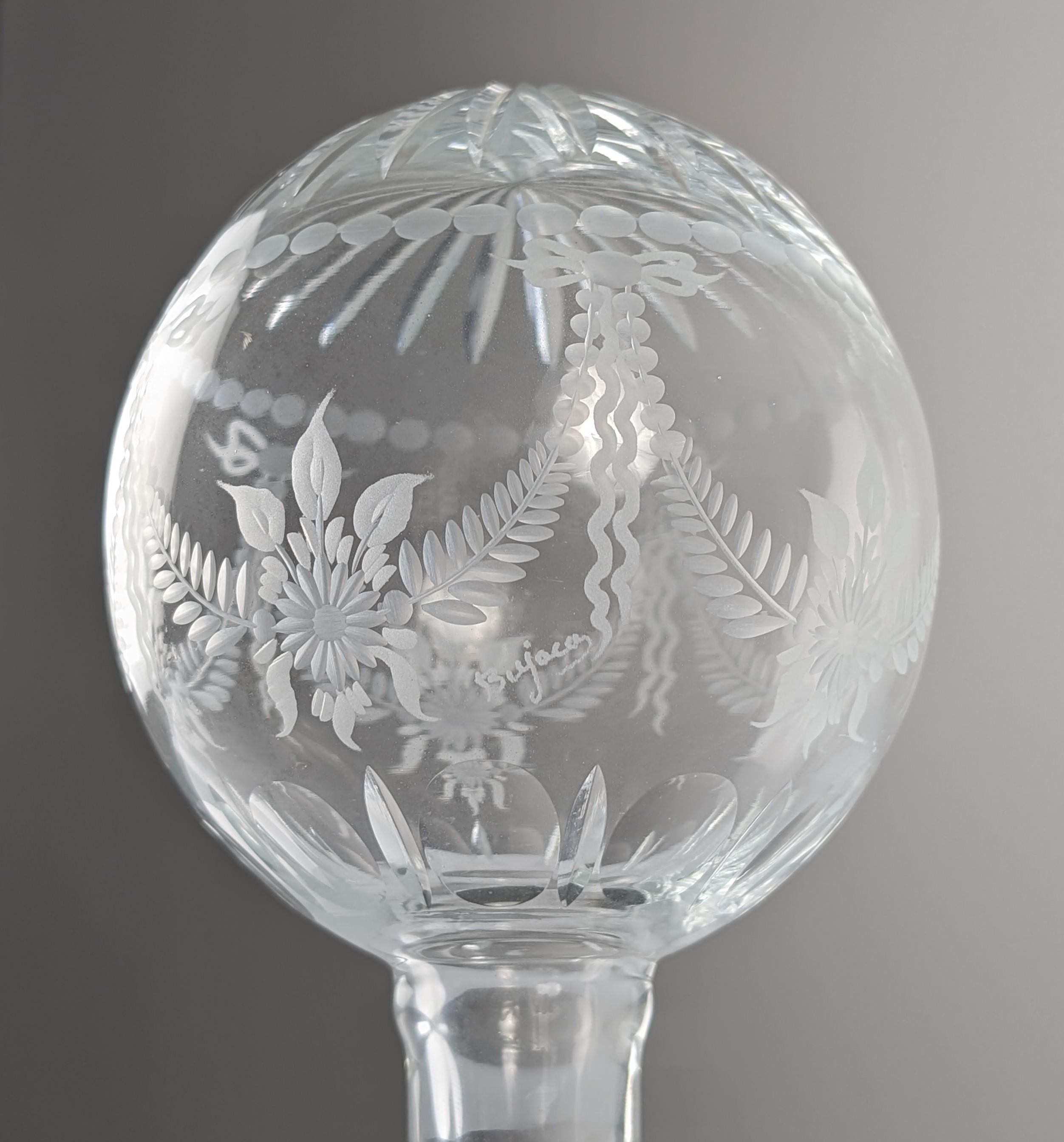Fine Hand-Carved Crystal Newel Post Finial, Signed In Good Condition In Benalmadena, ES