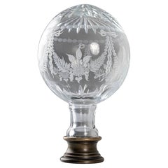 Fine Hand-Carved Crystal Newel Post Finial, Signed