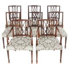 Antique Fine Hand Carved Mahogany Dining Chair Set