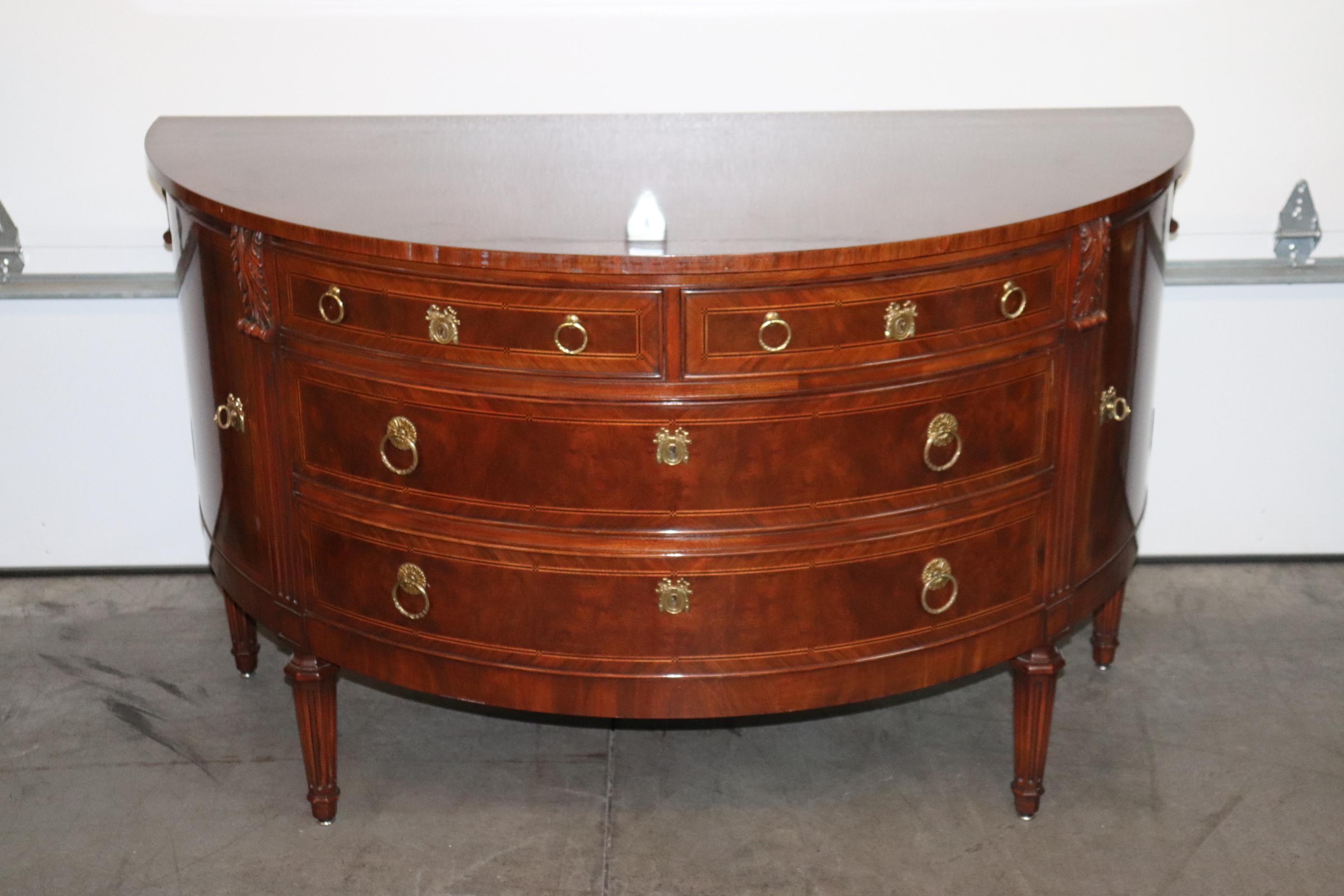 Late 20th Century Fine Hand Carved Mahogany French Louis XVI Style Karges Commode Buffet