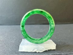 Fine Hand-Carved Type 'A' Natural Green Jadeite Jade Band Ring