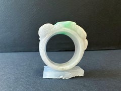 Fine Hand-Carved Type A Natural Jadeite Saddle Statement Ring