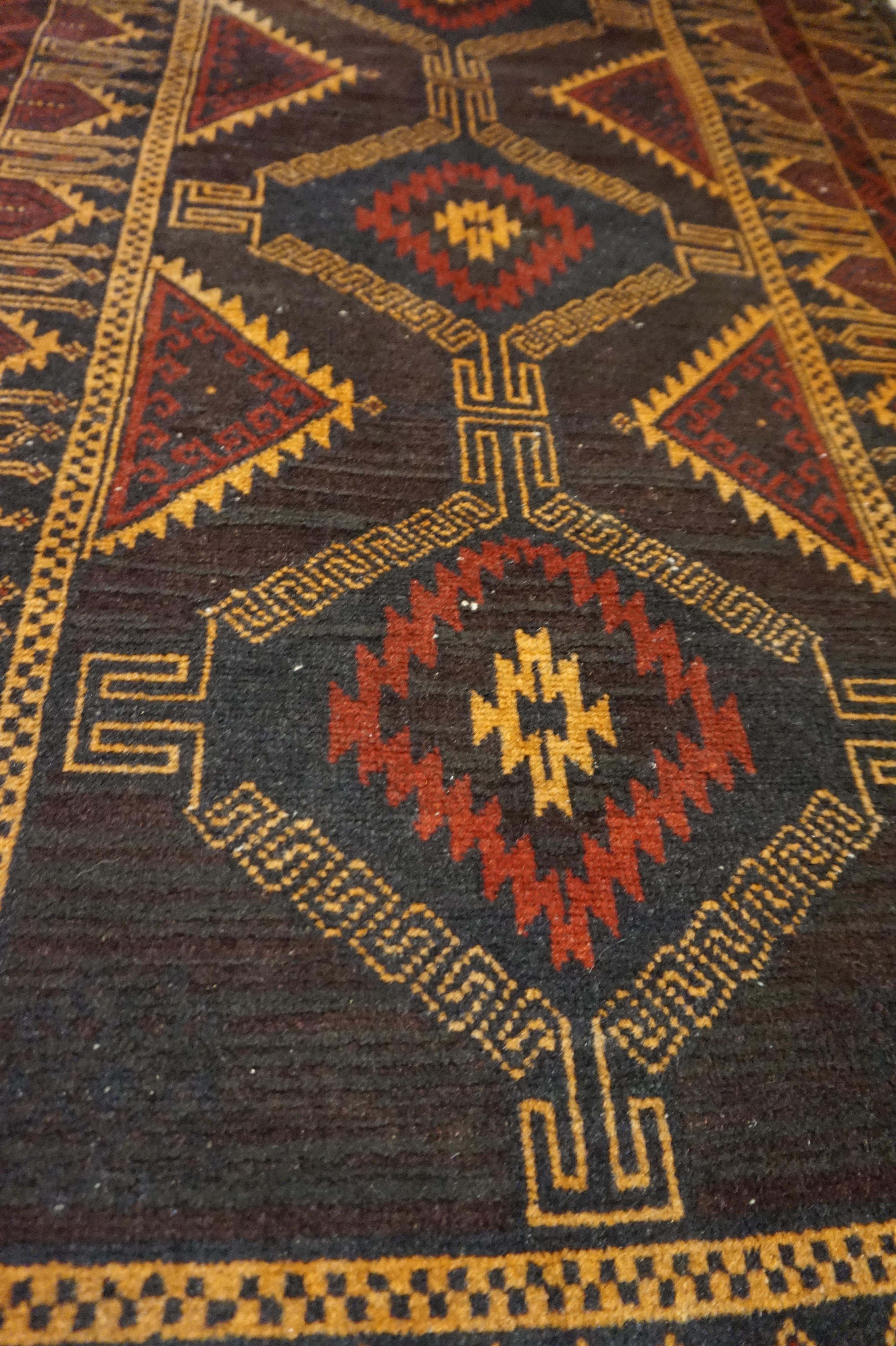 Fine Hand Knotted Semi-Antique Wool Baluch Tribal Rug 2