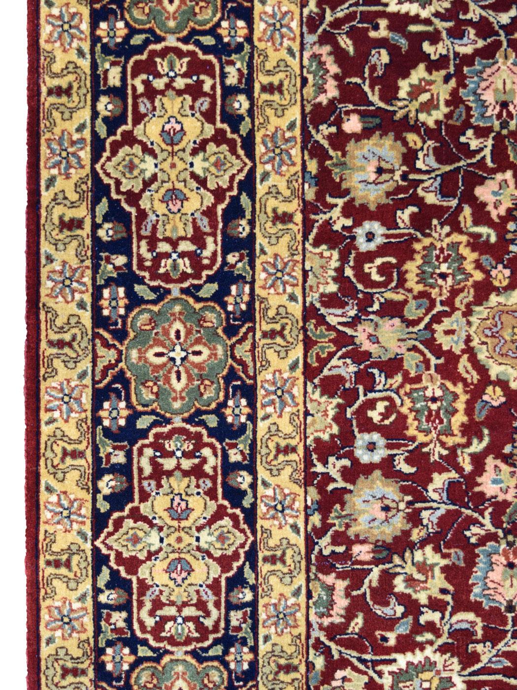 Fine Hand Knotted Tabriz Carpet in Gold Maroon and Cream Wool, 5' x 7' For Sale 5