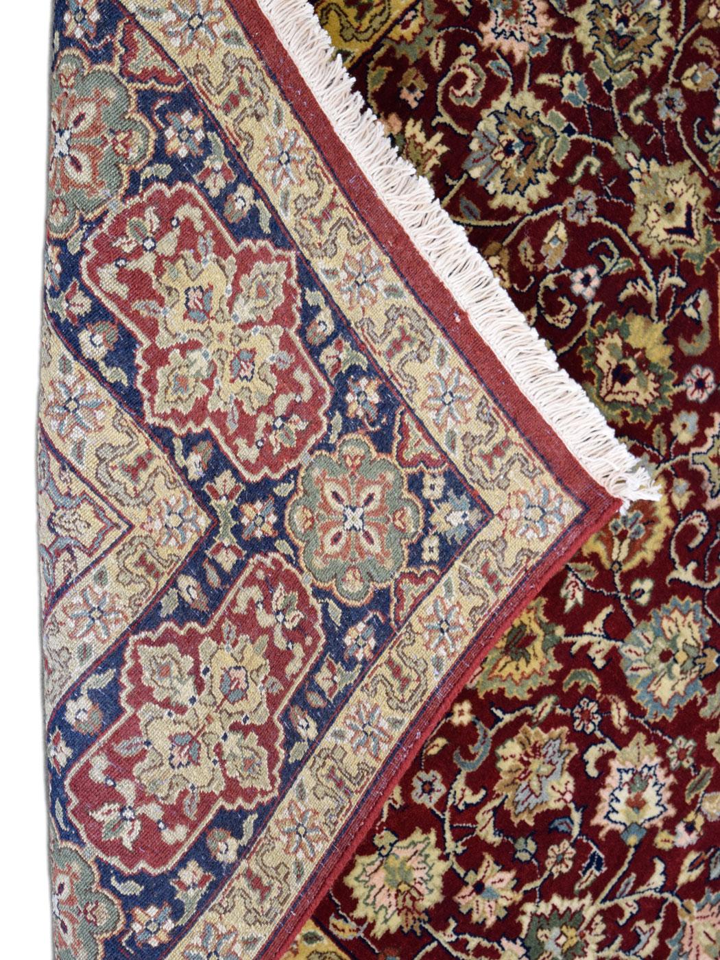 Fine Hand Knotted Tabriz Carpet in Gold Maroon and Cream Wool, 5' x 7' For Sale 6