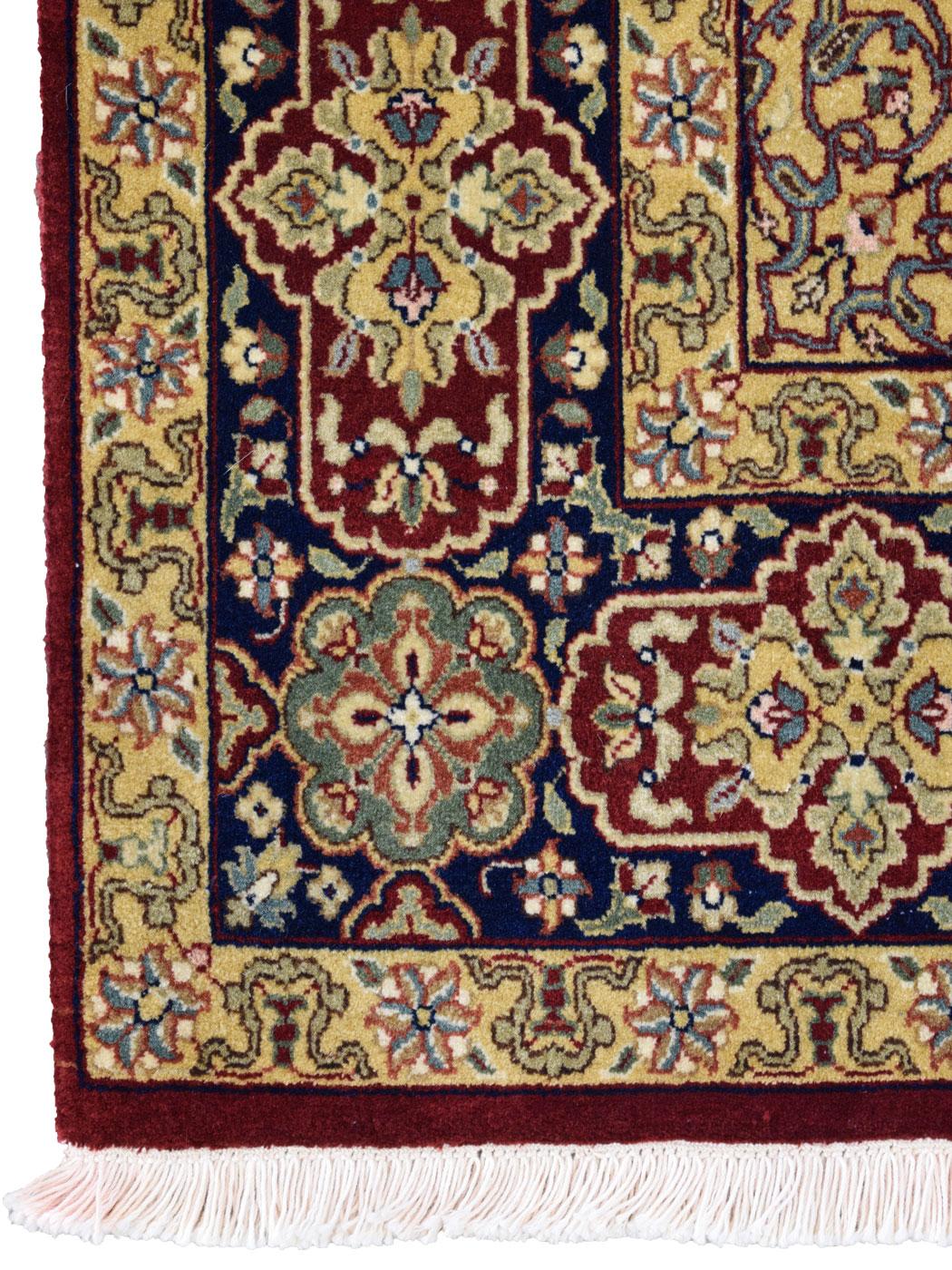 Fine Hand Knotted Tabriz Carpet in Gold Maroon and Cream Wool, 5' x 7' For Sale 2