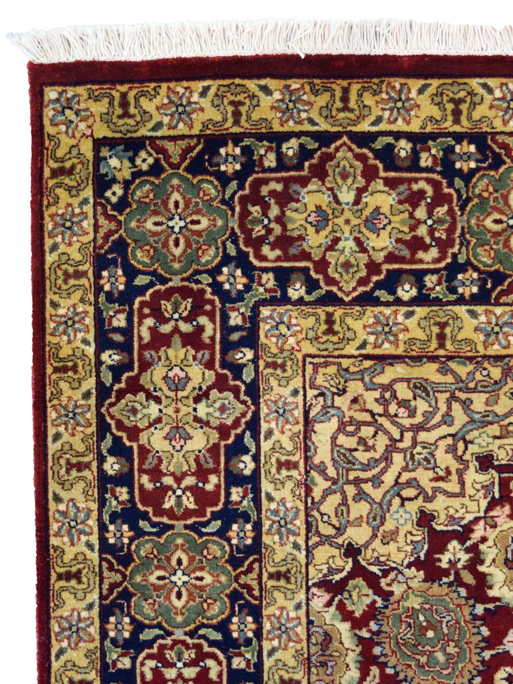 Fine Hand Knotted Tabriz Carpet in Gold Maroon and Cream Wool, 5' x 7' For Sale 3