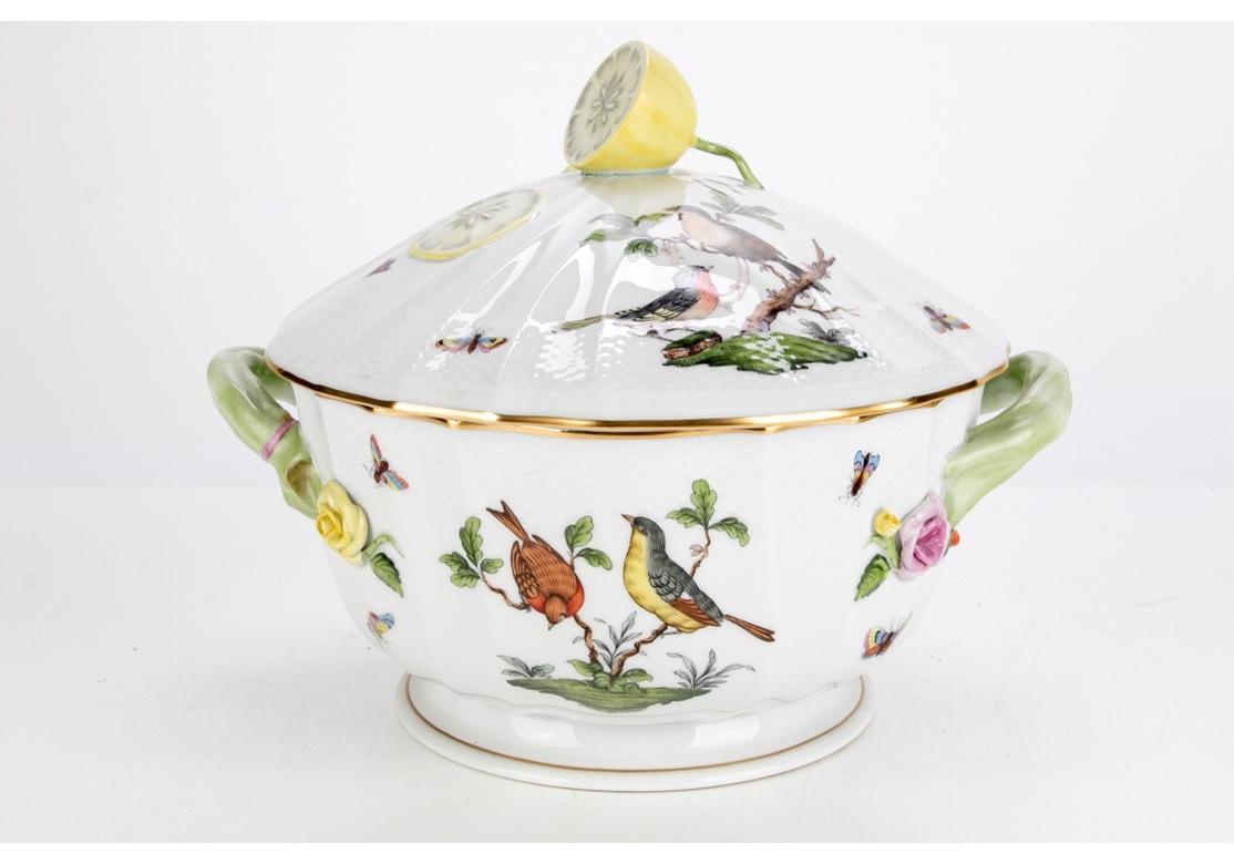 Handbemaltes Herend-Porzellan-Mittelgeschirr, Tafelaufsatz  Schale und Servierplatte (Regency)