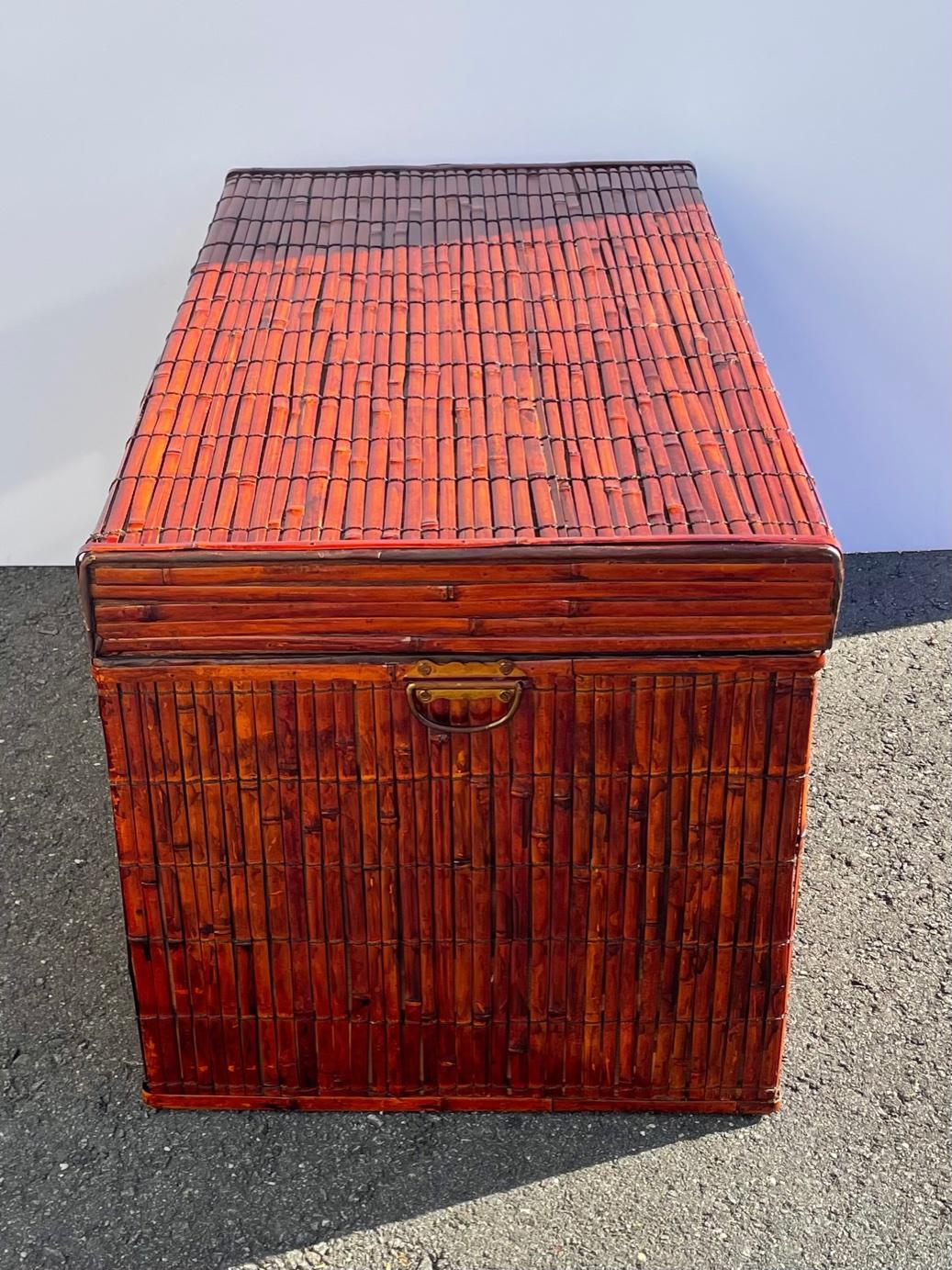 Philippine Fine Hand Woven Stained Bamboo Trunk Coffeetable For Sale