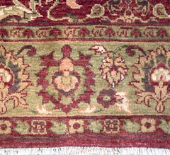 Contemporary Red and Gold Floral Hand-woven Agra Style Rug