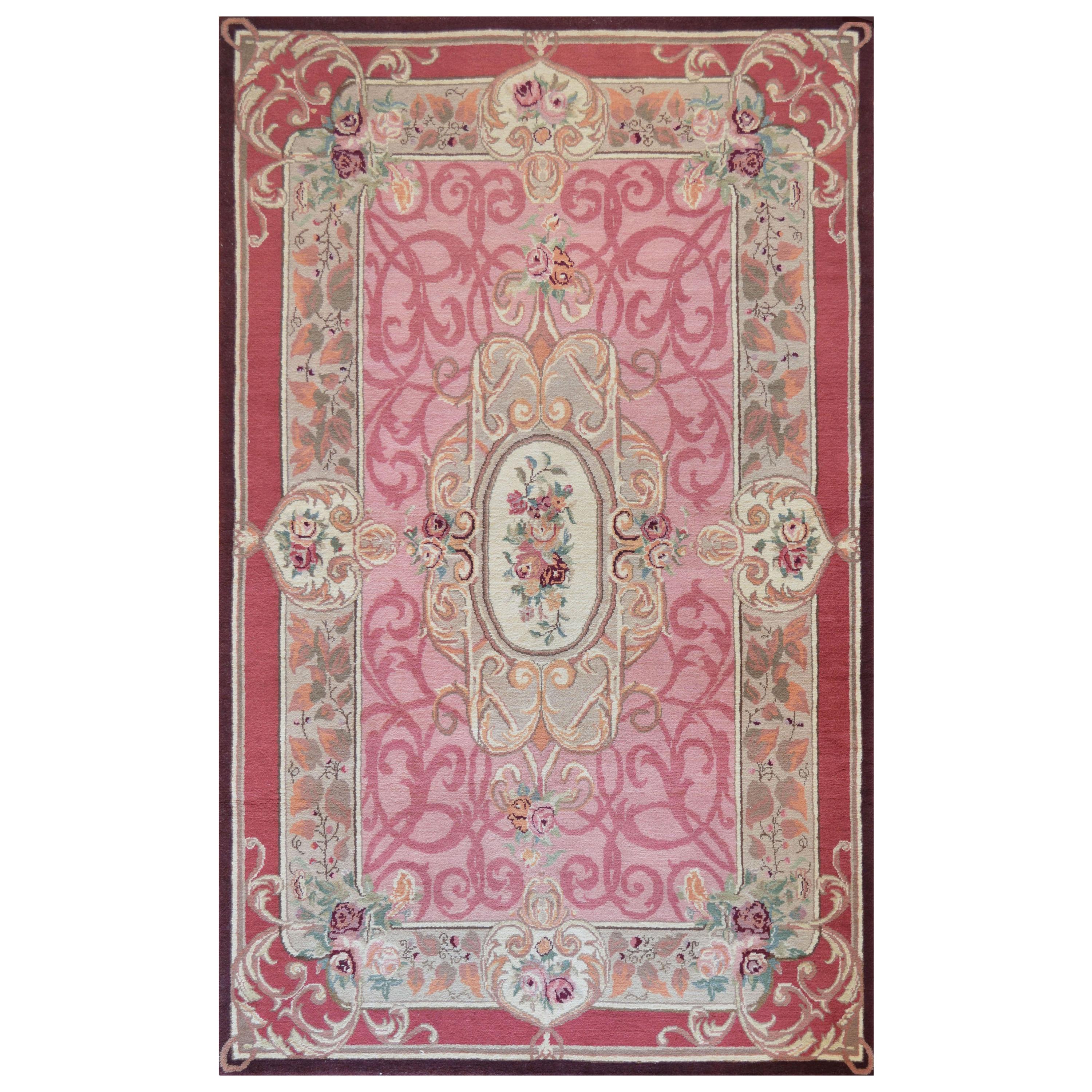 Fine Handwoven Savonnerie Style Rug For Sale
