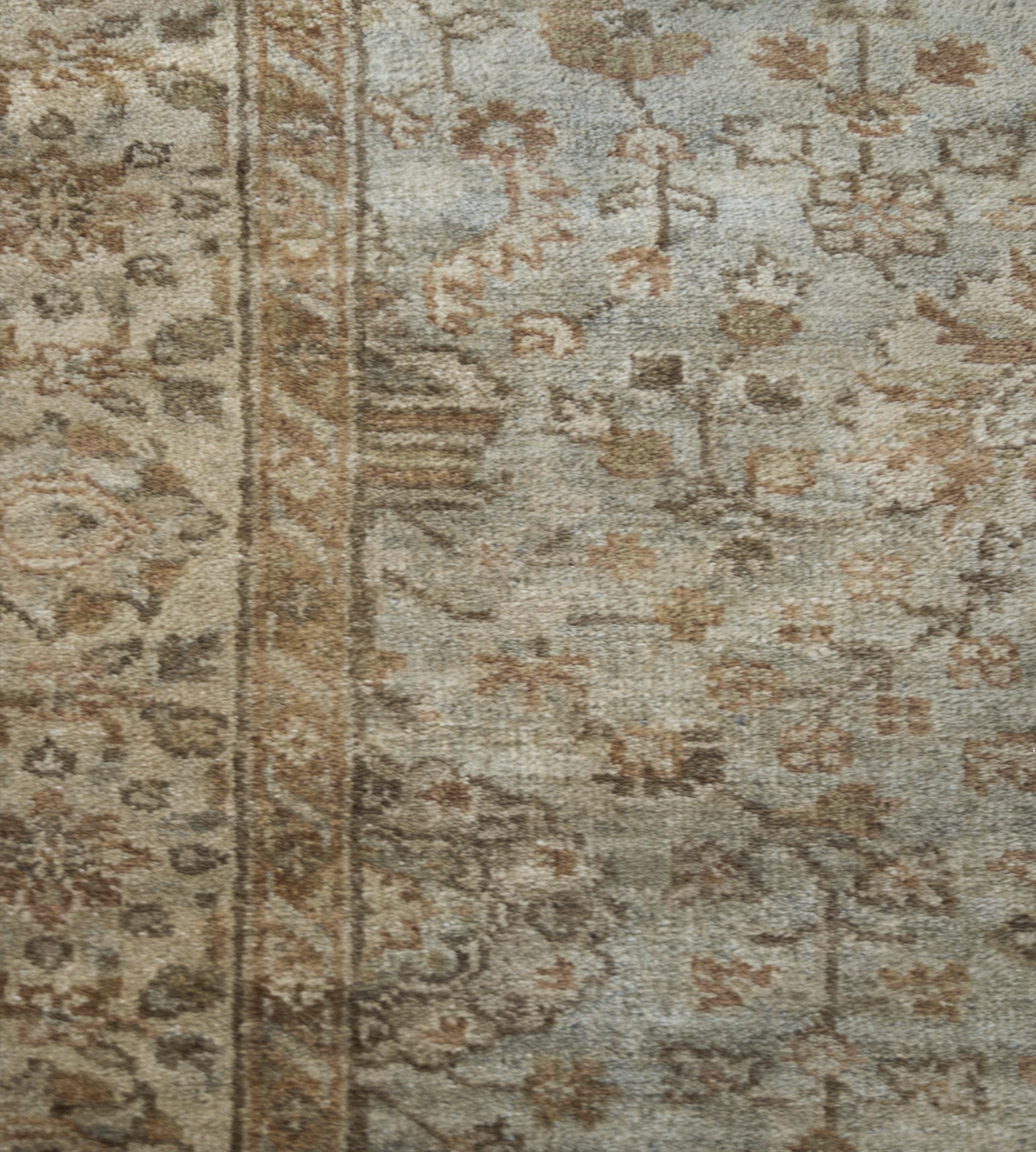 Indian Fine Handwoven Wool Floral Oushak-Style Rug For Sale