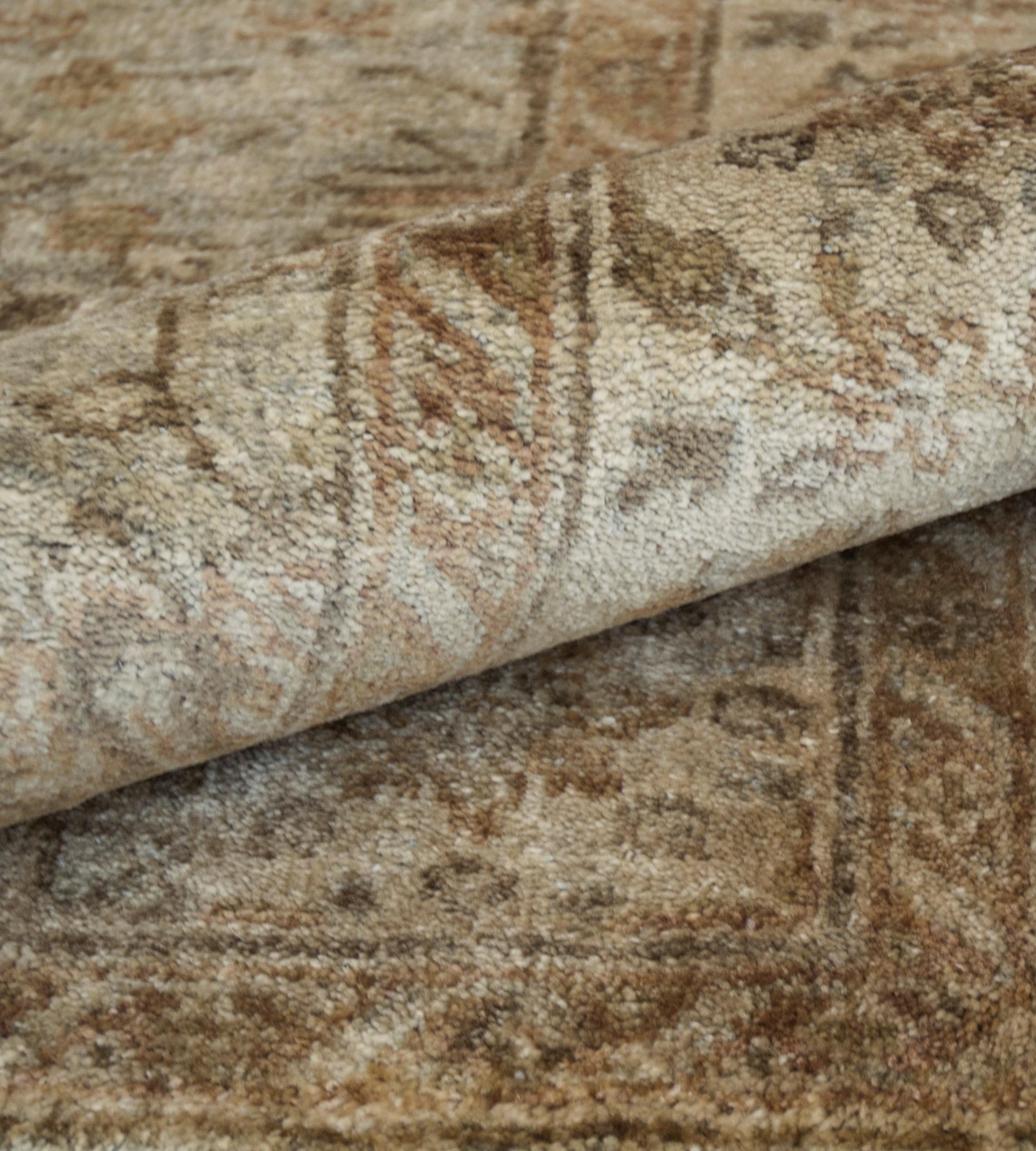 Hand-Woven Fine Handwoven Wool Floral Oushak-Style Rug For Sale
