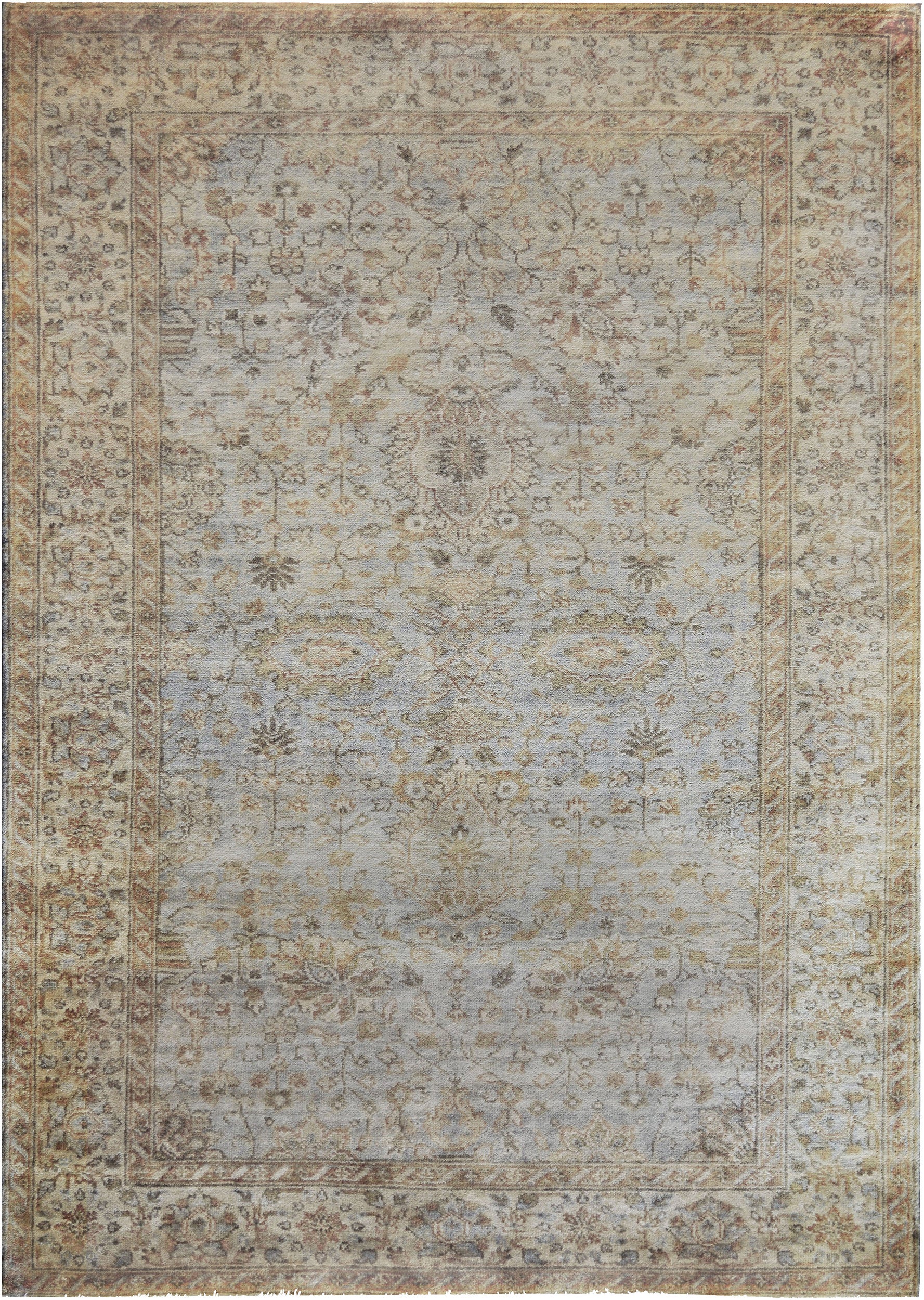 Fine Handwoven Wool Floral Oushak-Style Rug For Sale