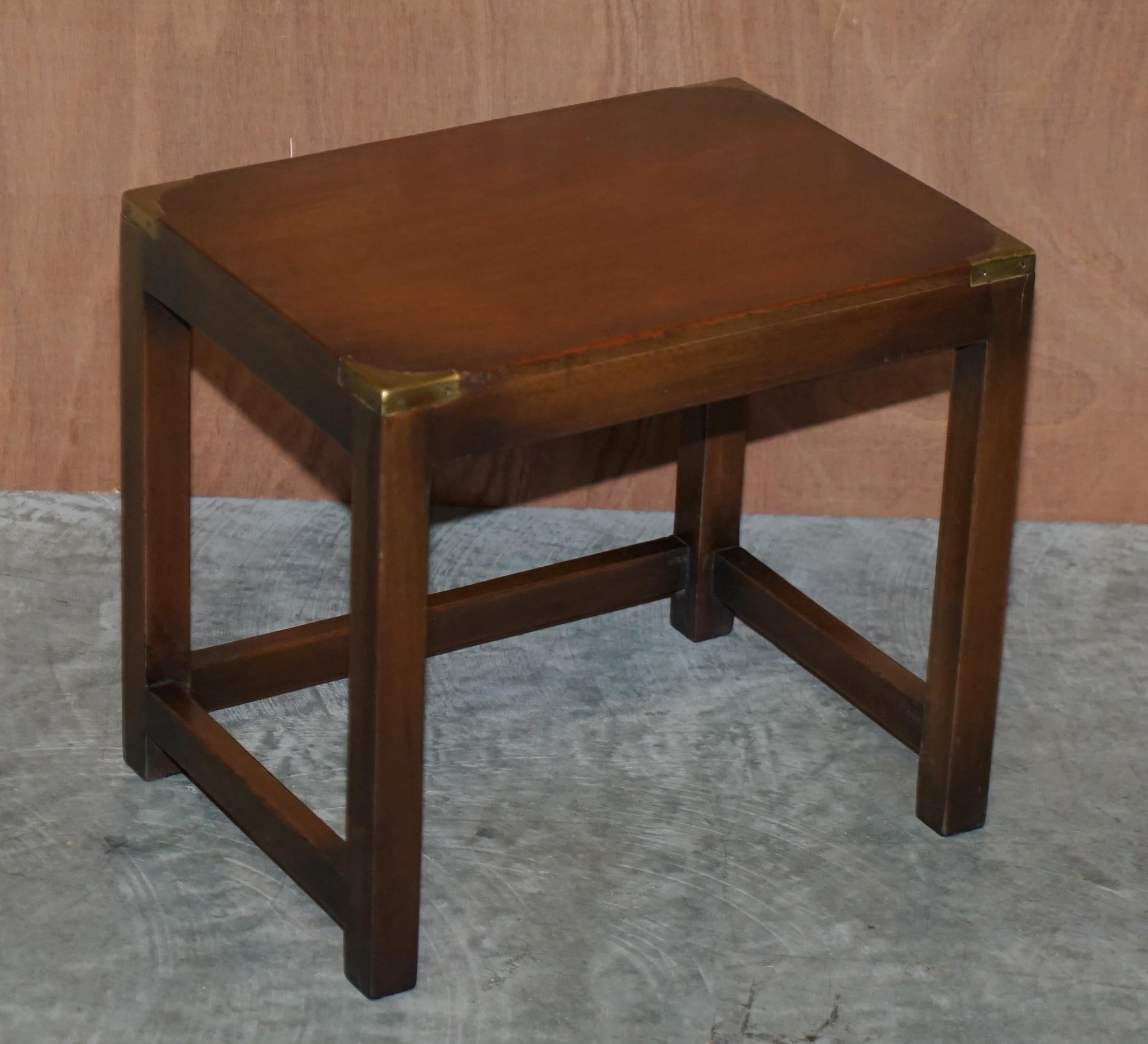 Fine Harrods London Kennedy Hardwood Military Campaign Nest of Side End Tables 4