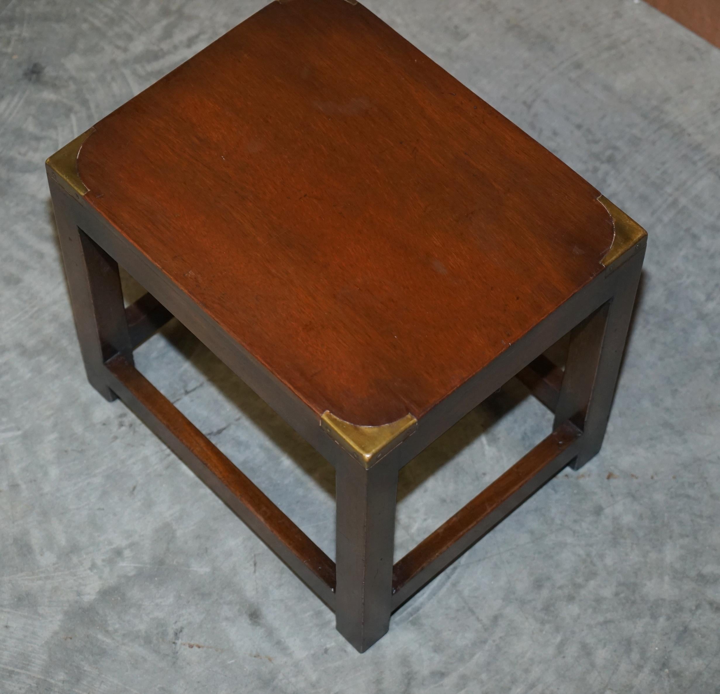 Fine Harrods London Kennedy Hardwood Military Campaign Nest of Side End Tables 13